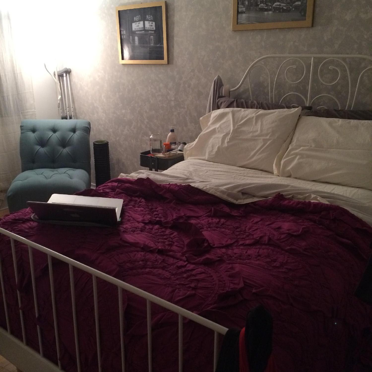 Ikea White Full Size Wrought Iron Bed - image-2