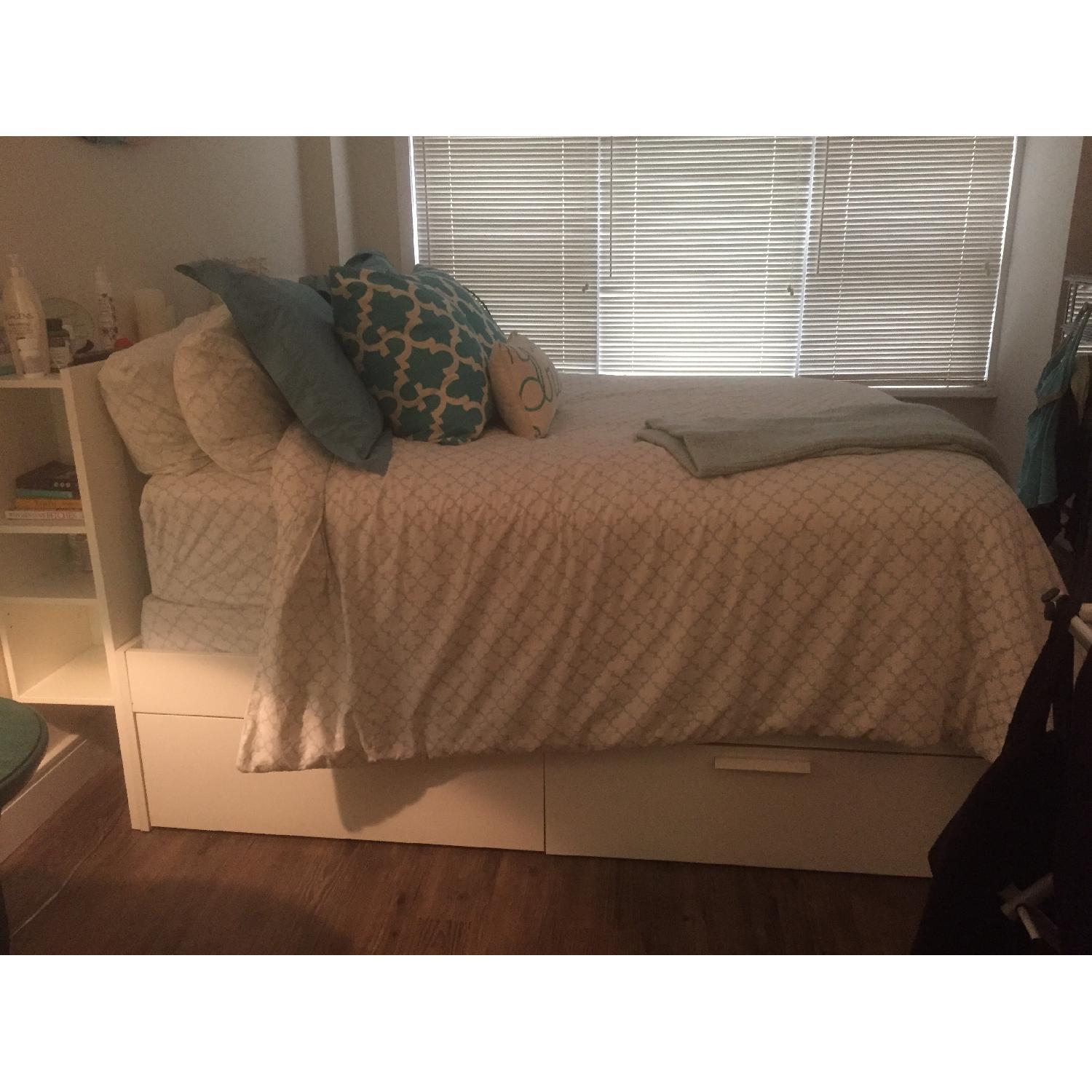 Ikea Brimnes White Full Size Storage Bed - AptDeco