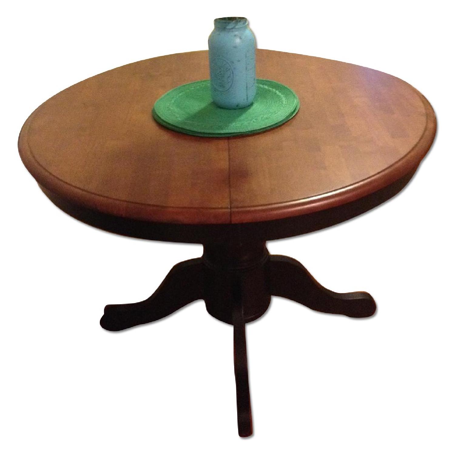 Ebony/Mahogany Dining Table w/ SelfStored Leaf AptDeco