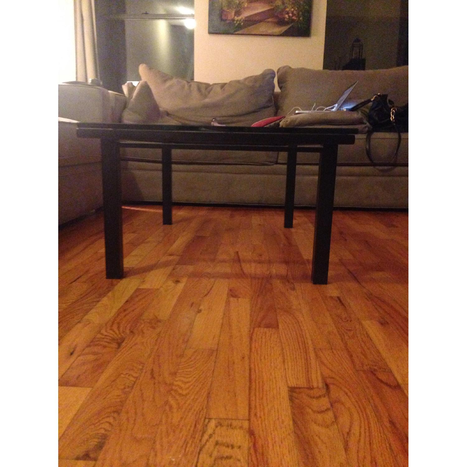 Crate & Barrel Parsons Glass Top Coffee Table - image-1