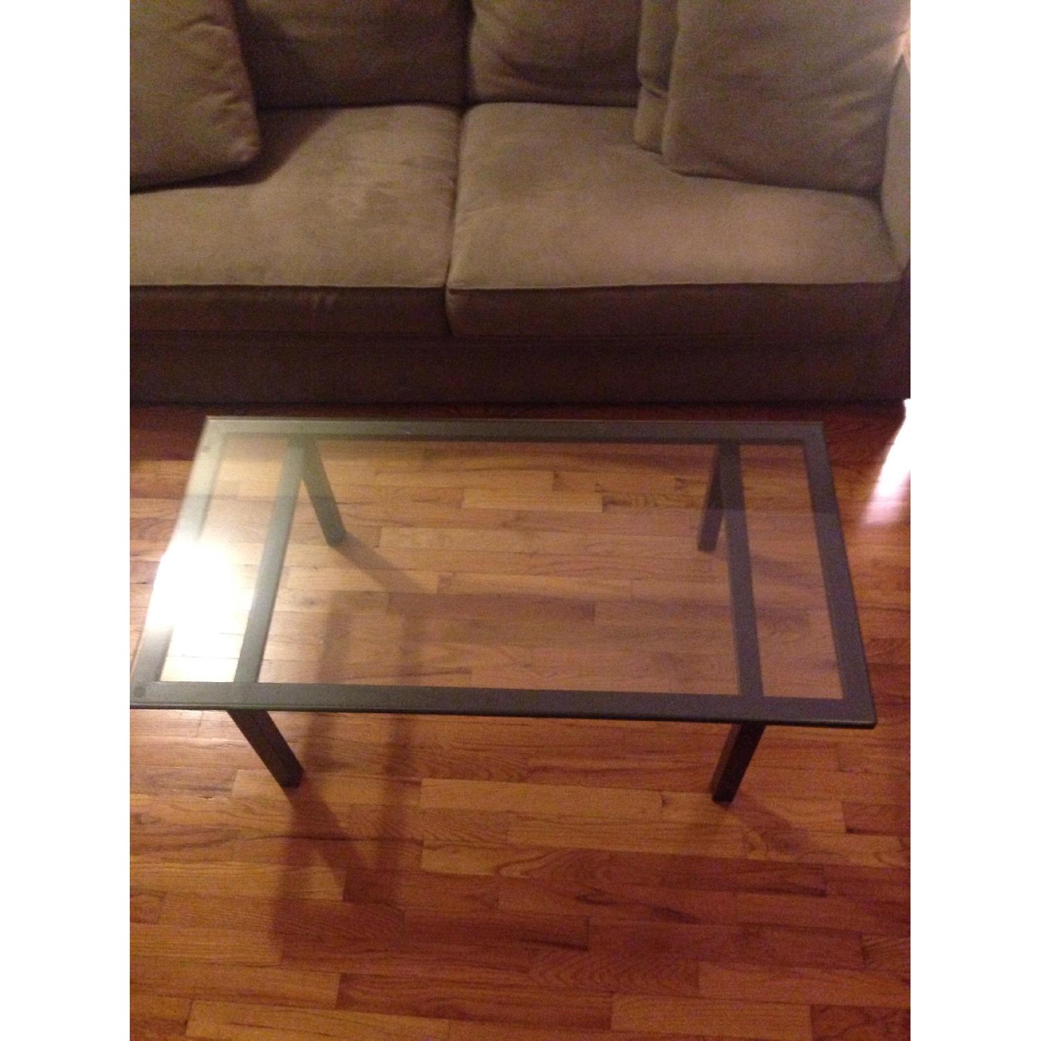 Crate & Barrel Parsons Glass Top Coffee Table - image-2