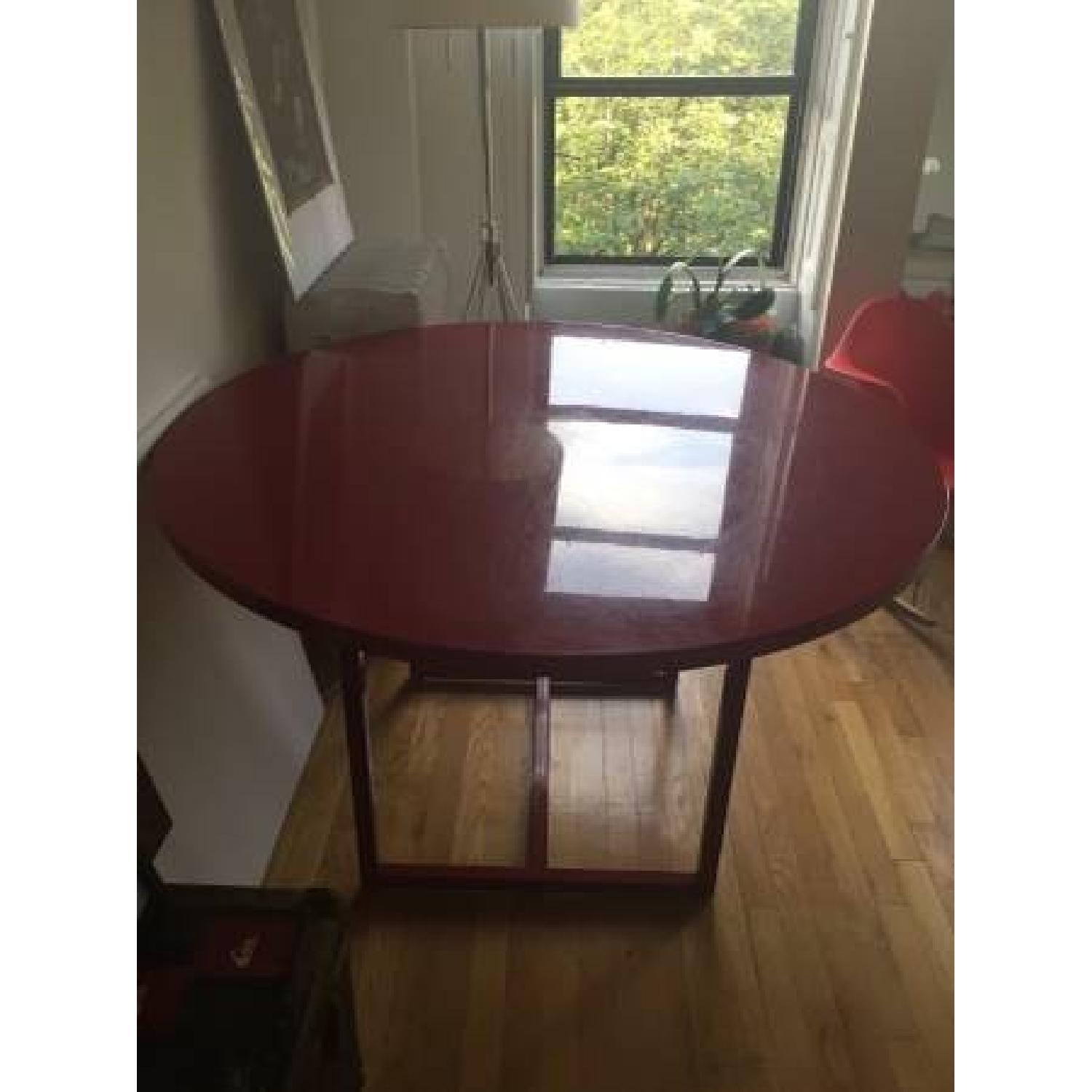 Crate & Barrel Cherry Red Circular Dining Table - image-2
