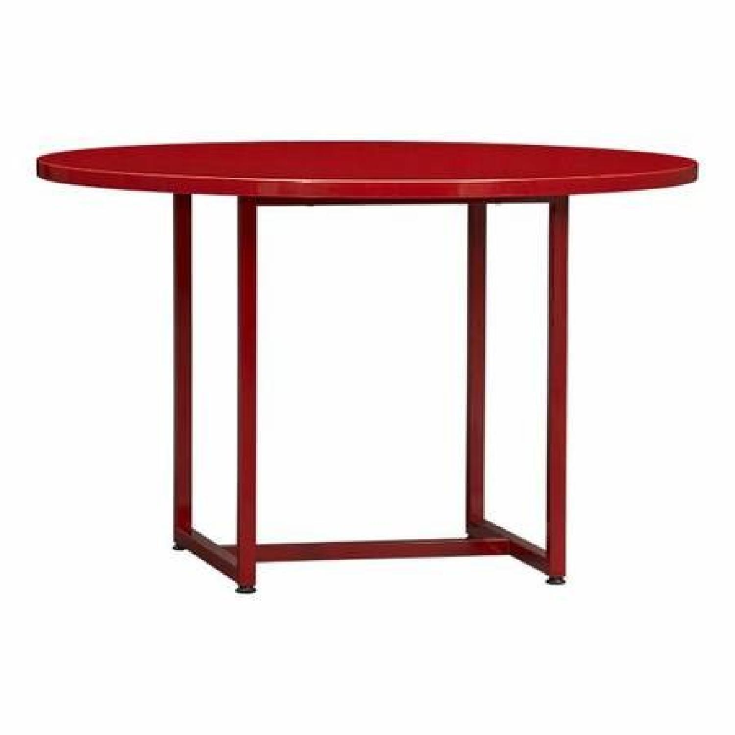 Crate & Barrel Cherry Red Circular Dining Table - image-3