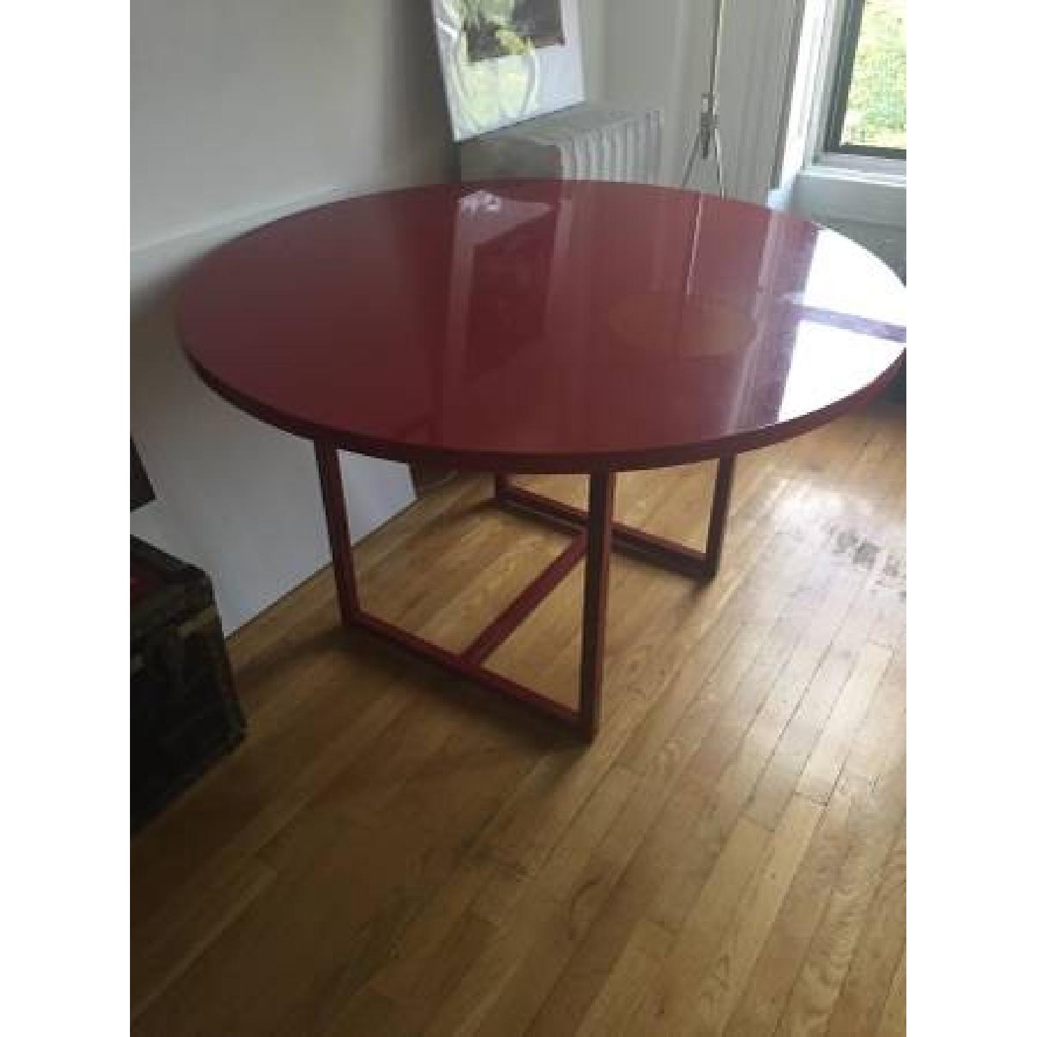 Crate & Barrel Cherry Red Circular Dining Table - image-4