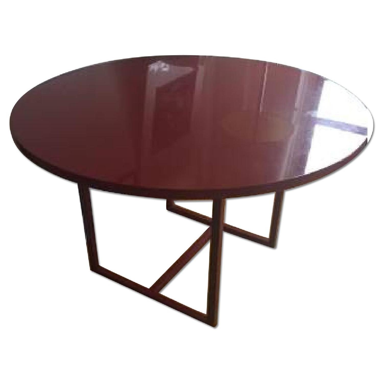 Crate & Barrel Cherry Red Circular Dining Table - image-0
