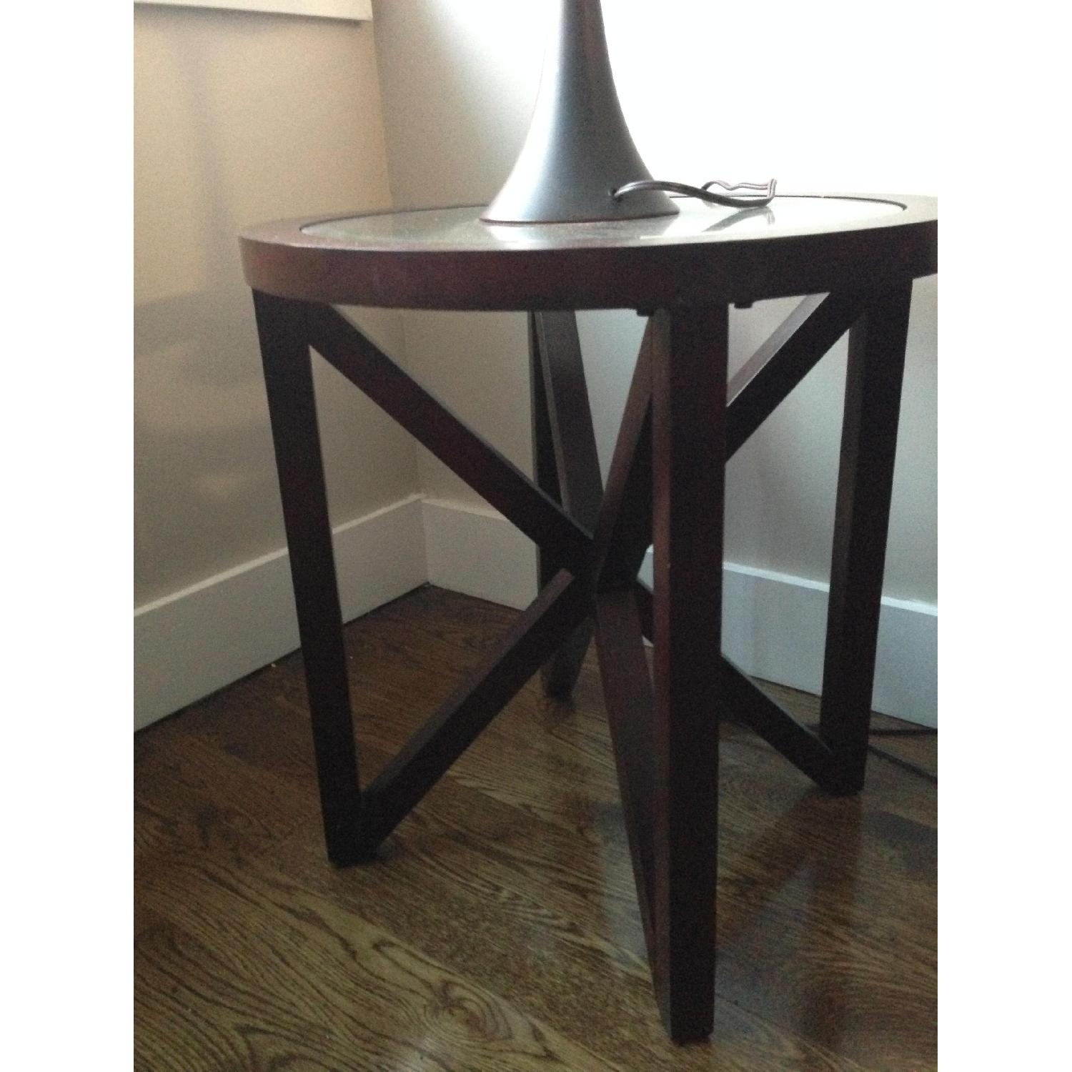 American Signature Furniture Espresso Glass End Tables - image-1