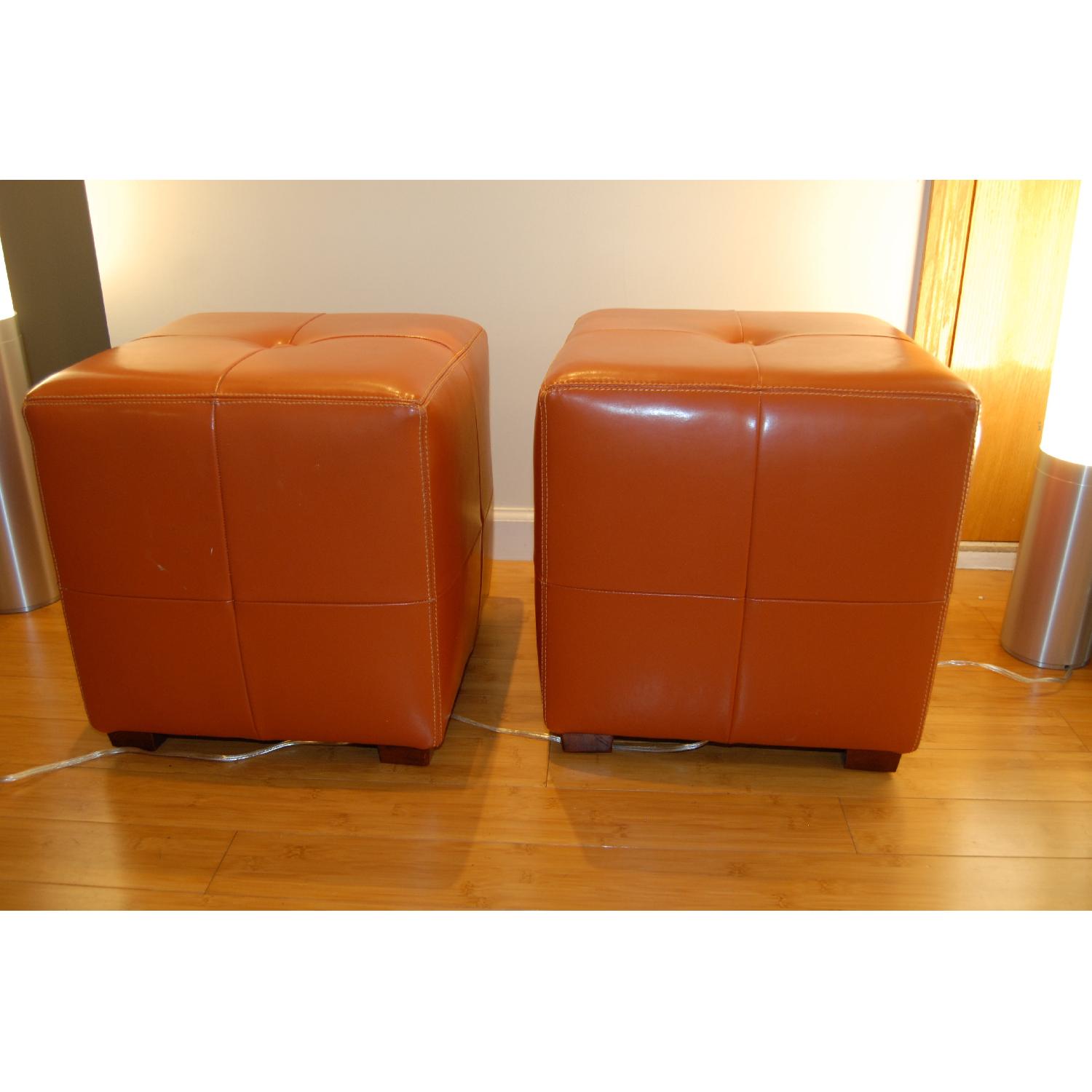 Pottery Barn Sullivan Leather Cubes - image-1