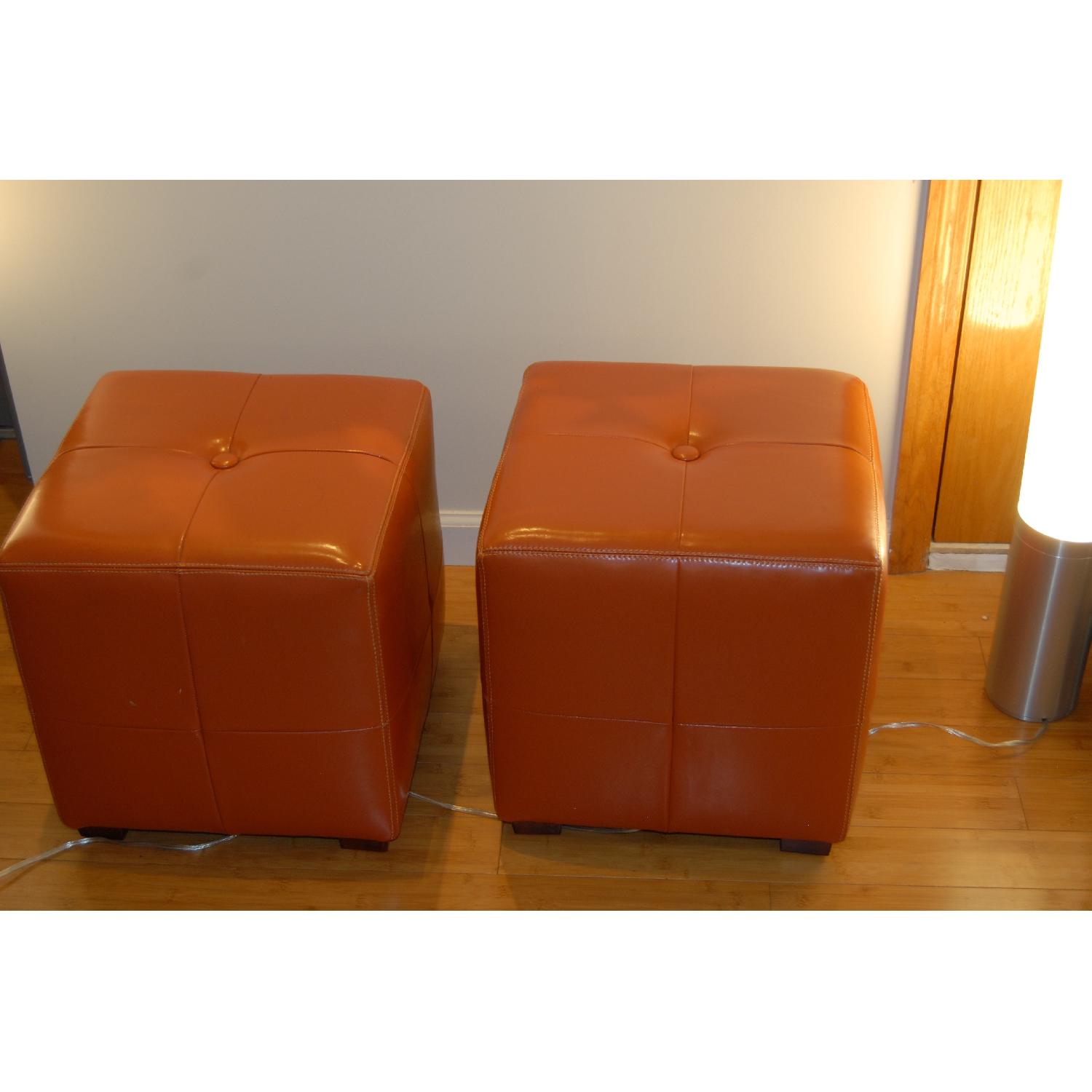 Pottery Barn Sullivan Leather Cubes - image-2