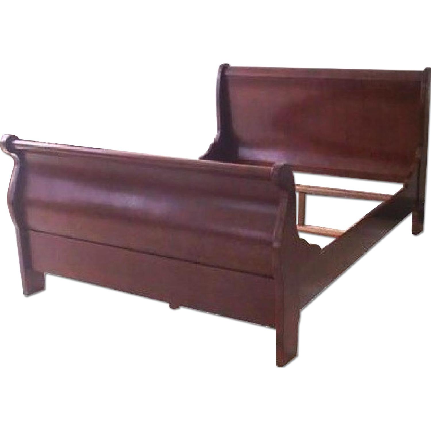 JC Penney Cherry Wood Sleigh Bed + Chest of Drawers AptDeco