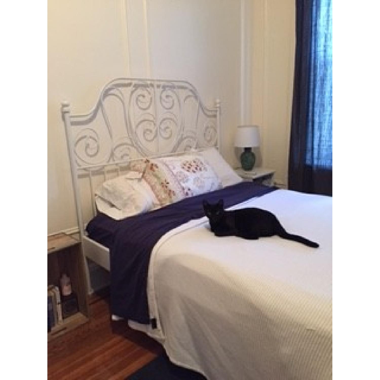 Ikea Leirvik Full Size Bed Frame with Sultan Luroy Slatted Base - AptDeco