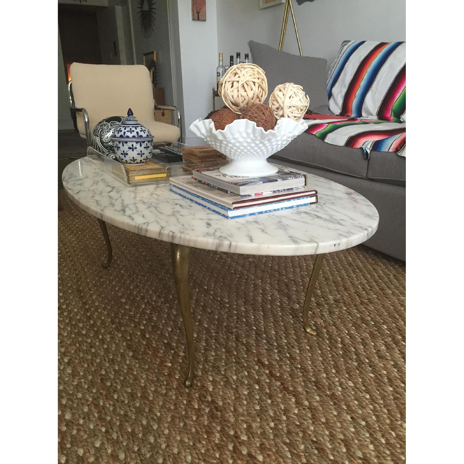 Vintage Marble & Brass Coffee Table - image-2