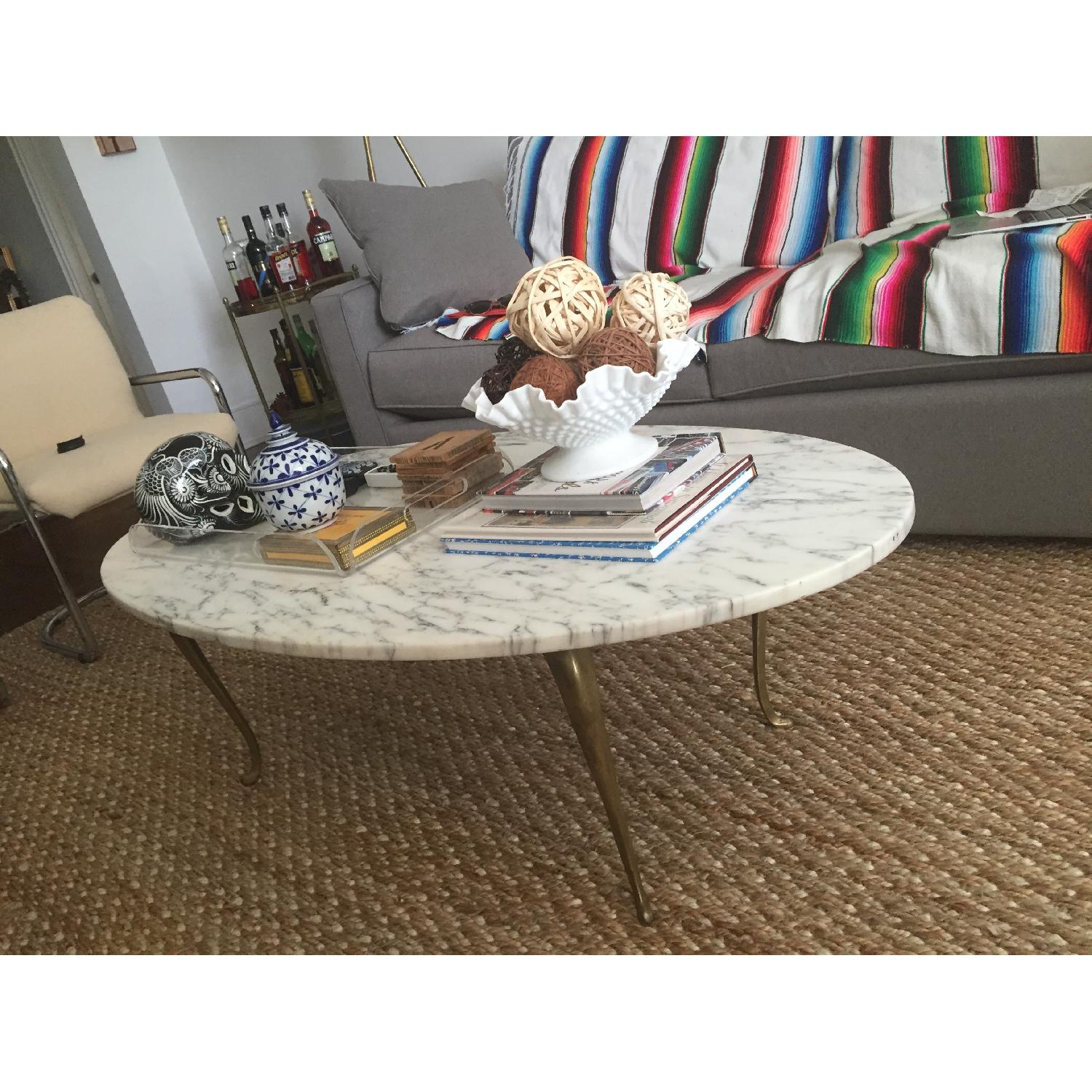 Vintage Marble & Brass Coffee Table - image-3