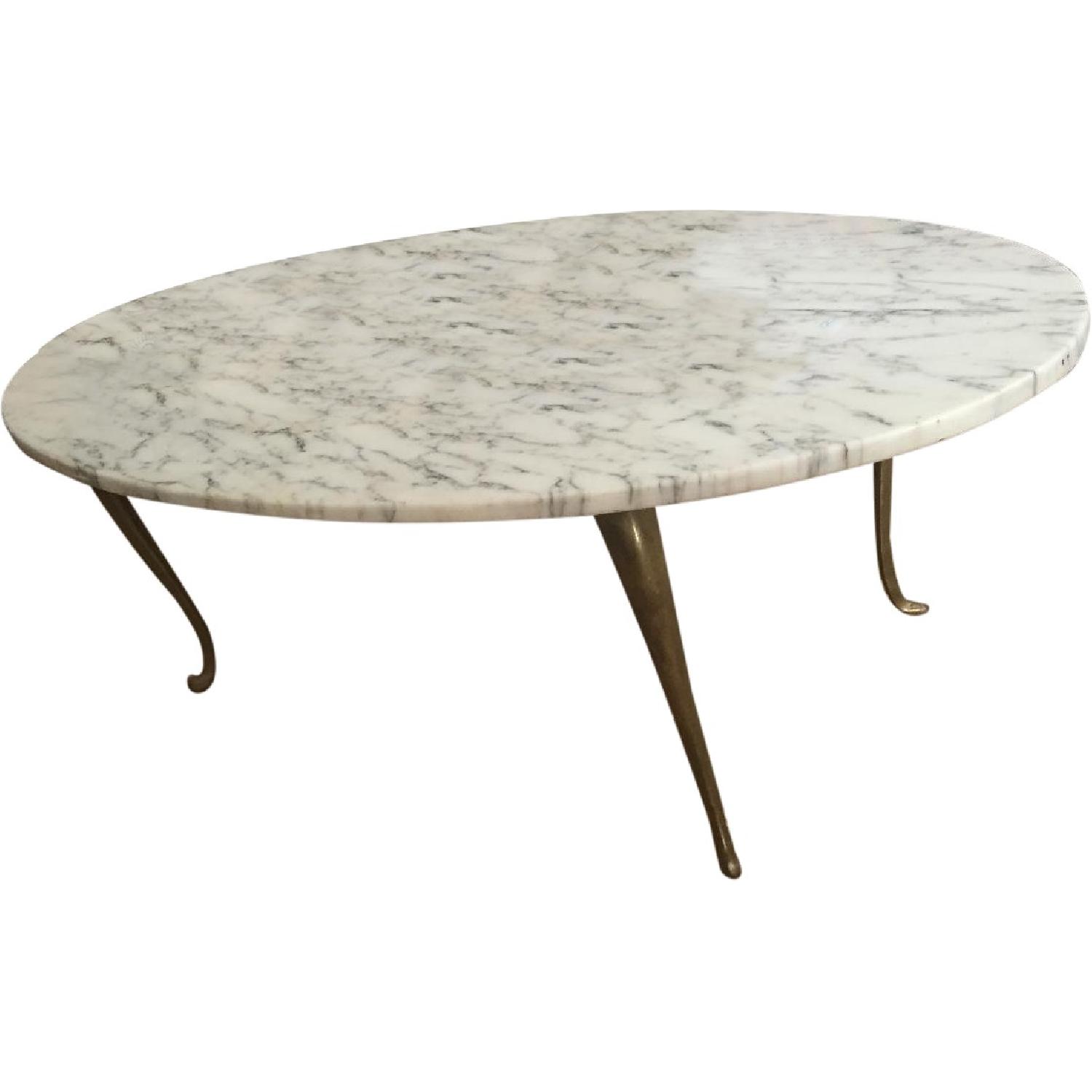 Vintage Marble & Brass Coffee Table - image-0