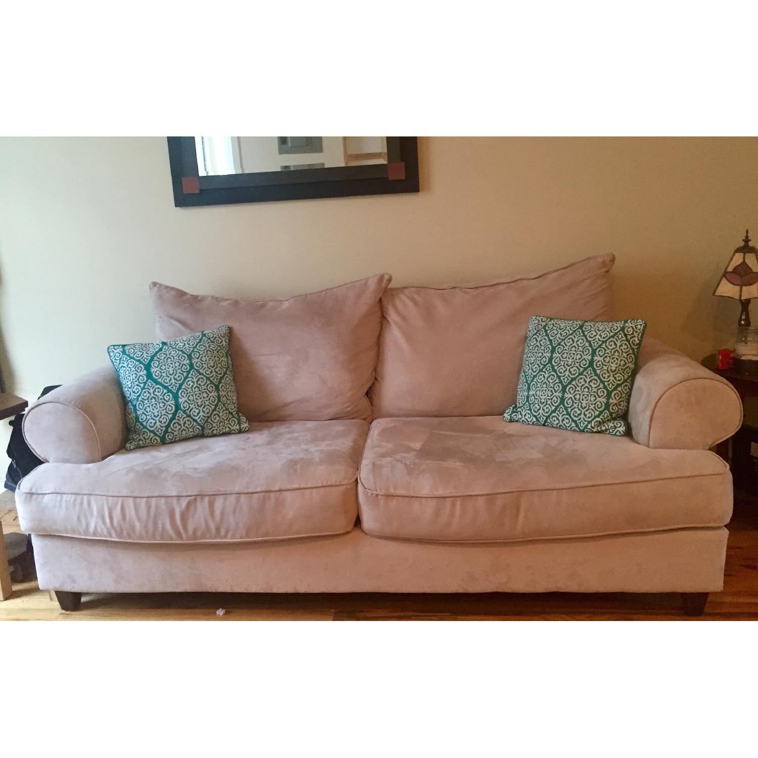 Flexsteel Tan Microfiber Couch - image-1