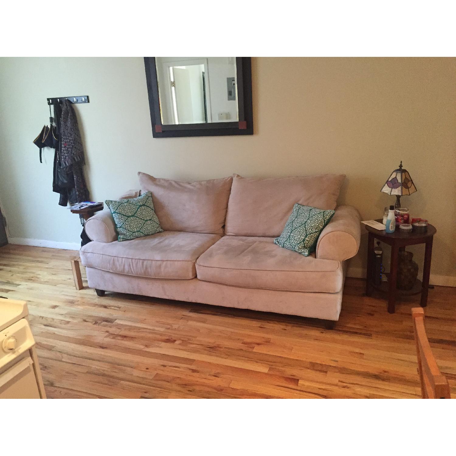 Flexsteel Tan Microfiber Couch - image-3