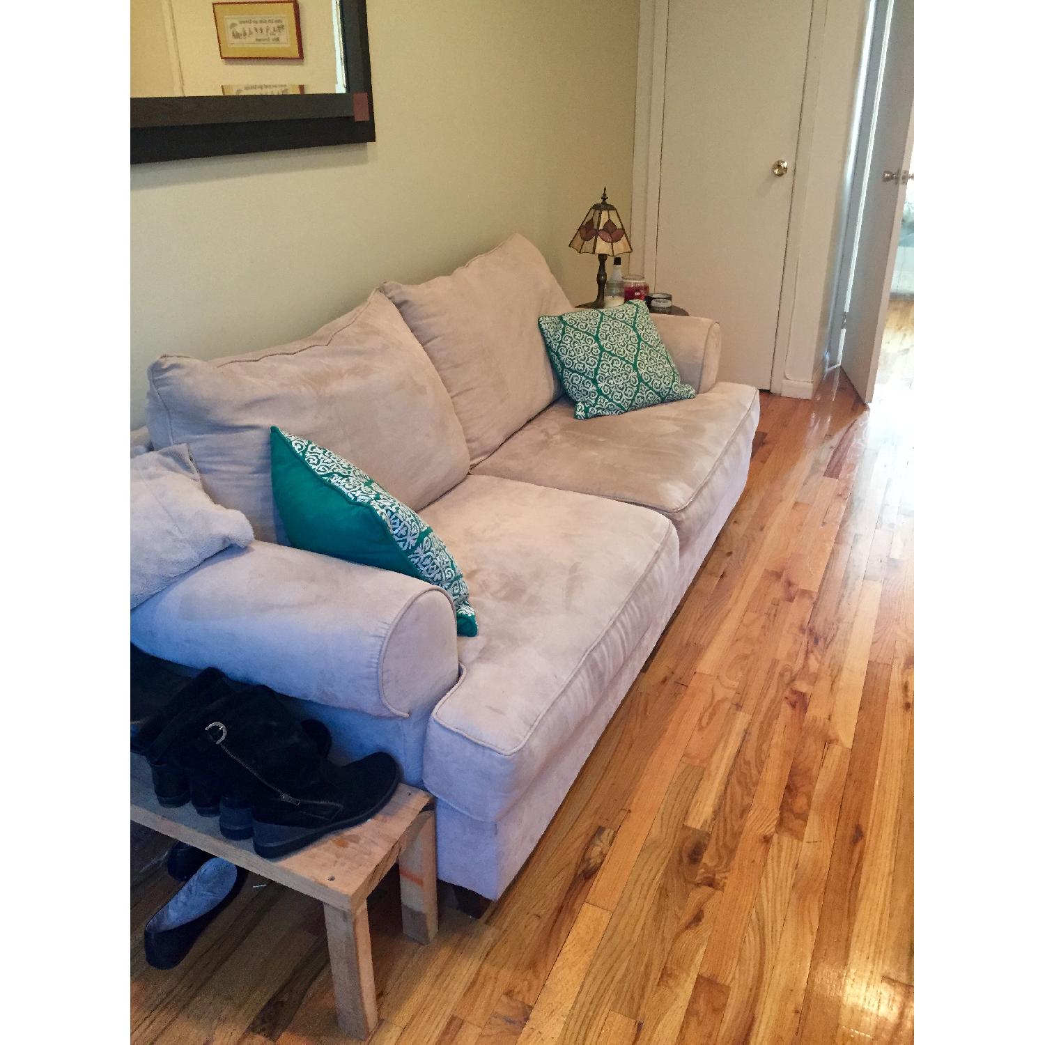 Flexsteel Tan Microfiber Couch - image-4