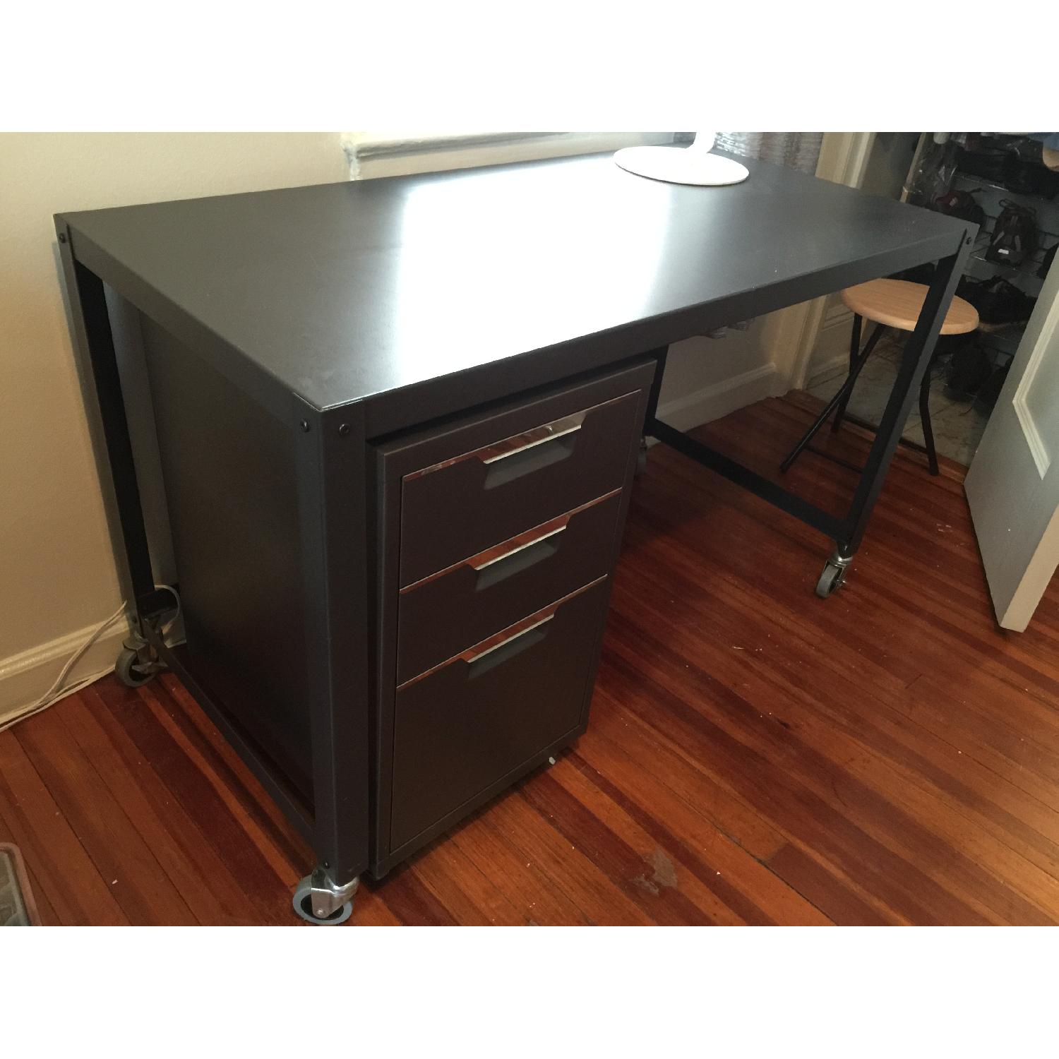 CB2 Go-Cart Carbon Grey Rolling Desk - image-6