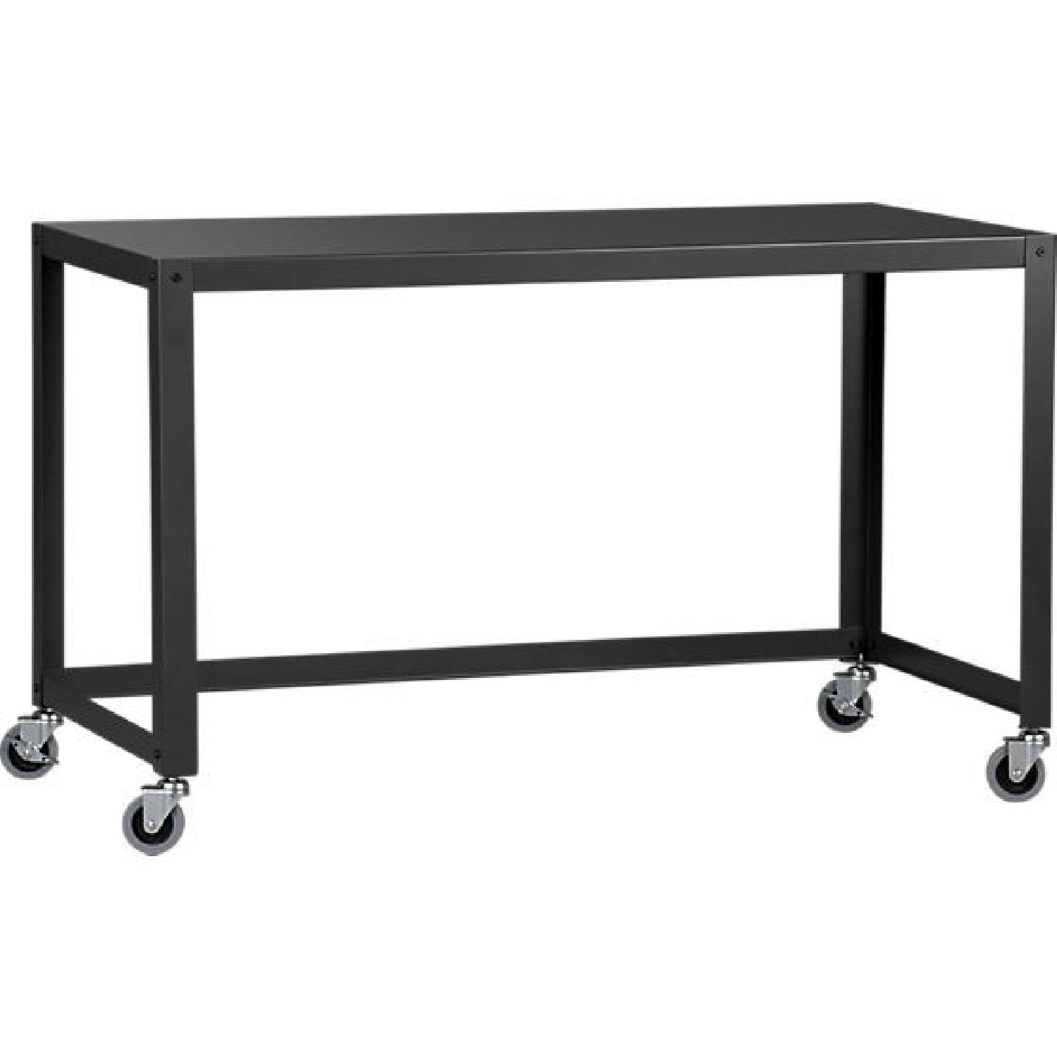 CB2 Go-Cart Carbon Grey Rolling Desk - image-1