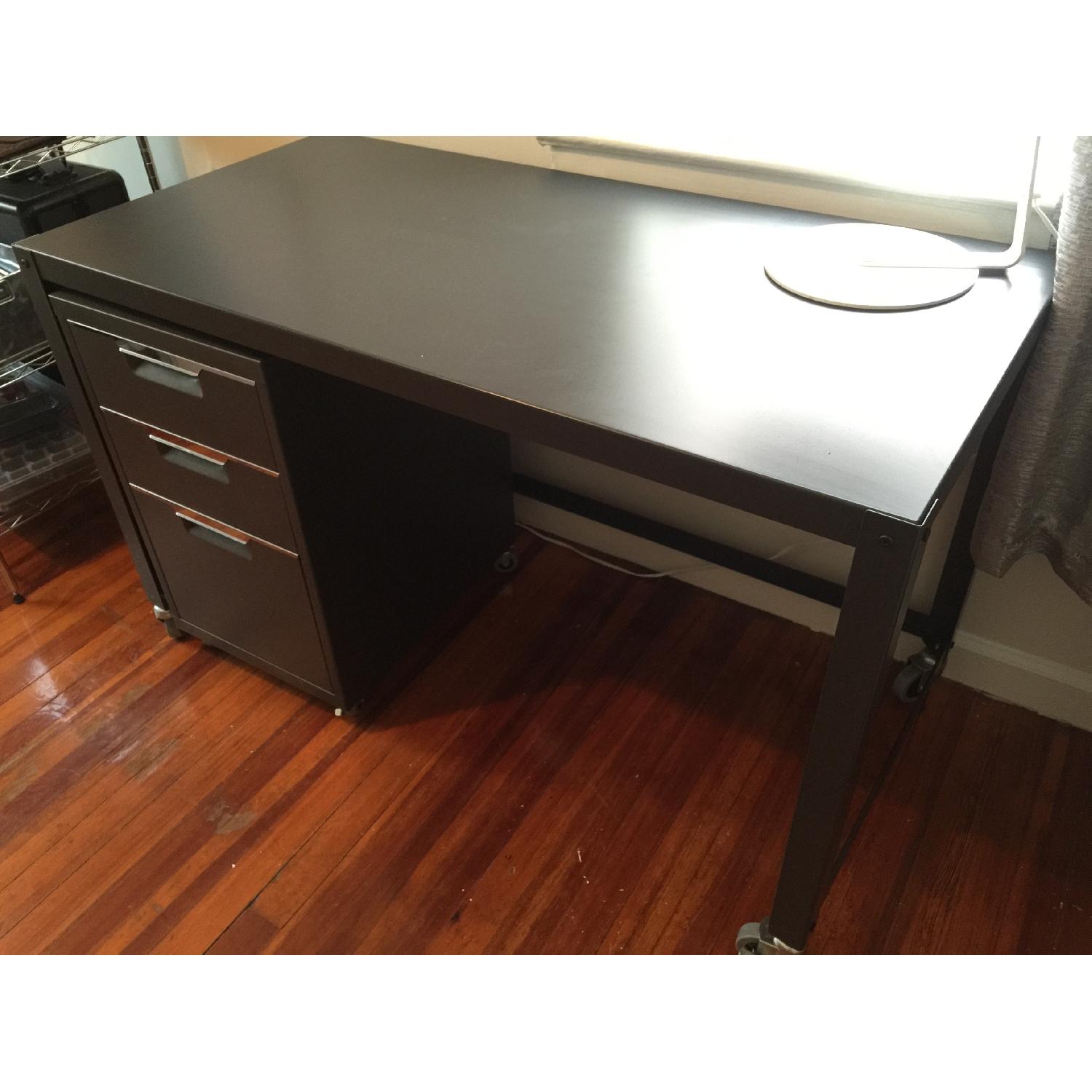 CB2 Go-Cart Carbon Grey Rolling Desk - image-7