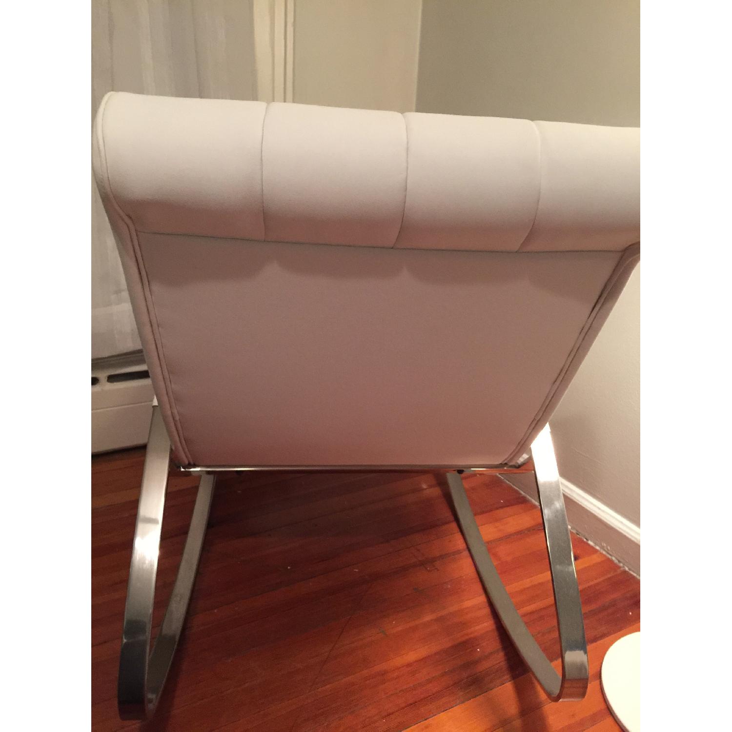 Barcelona City Modern Design White Leather Rocking Chair - image-3
