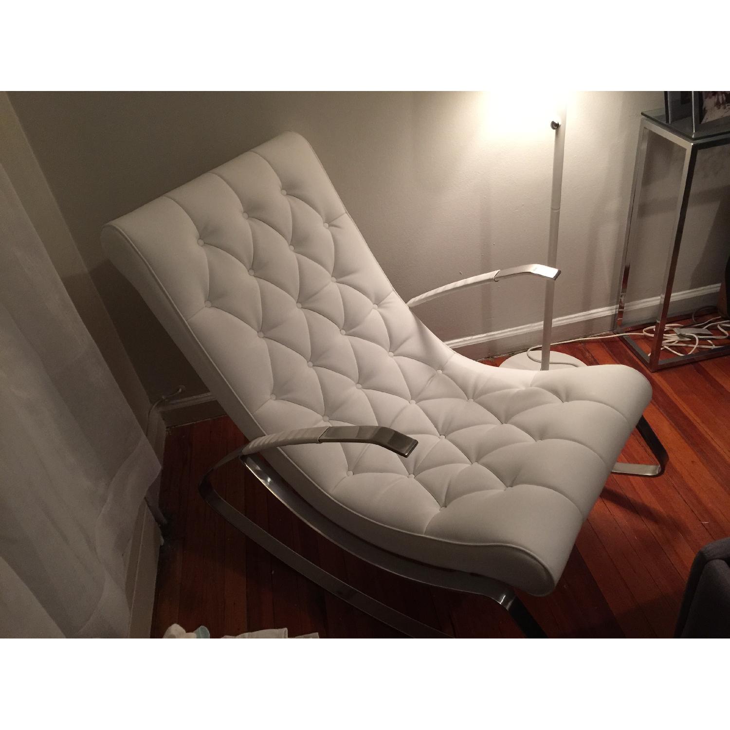 Barcelona City Modern Design White Leather Rocking Chair - image-4