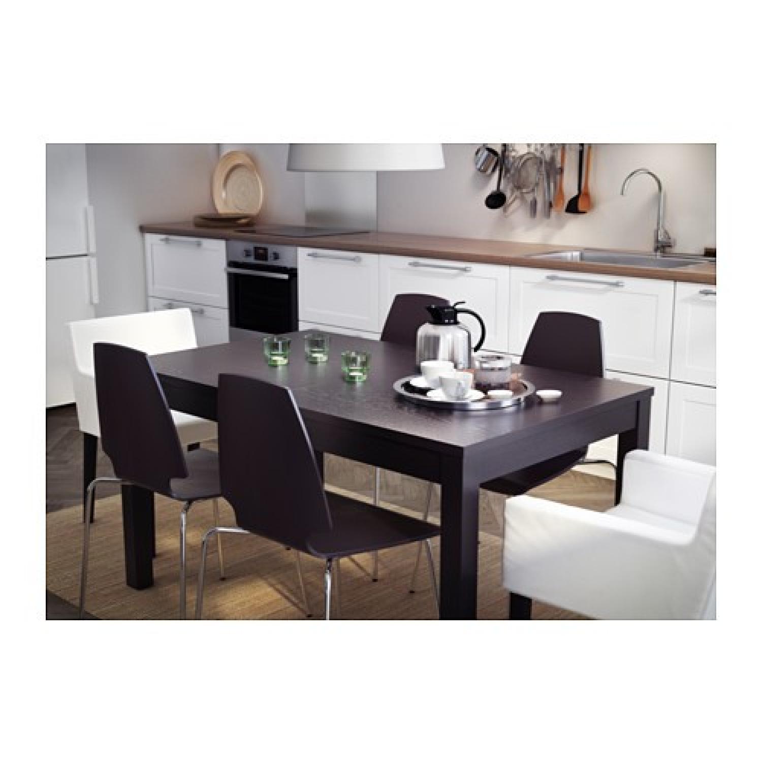 Ikea Bjursta Black-Brown Extendable Dining Table w/ 4 Stefan