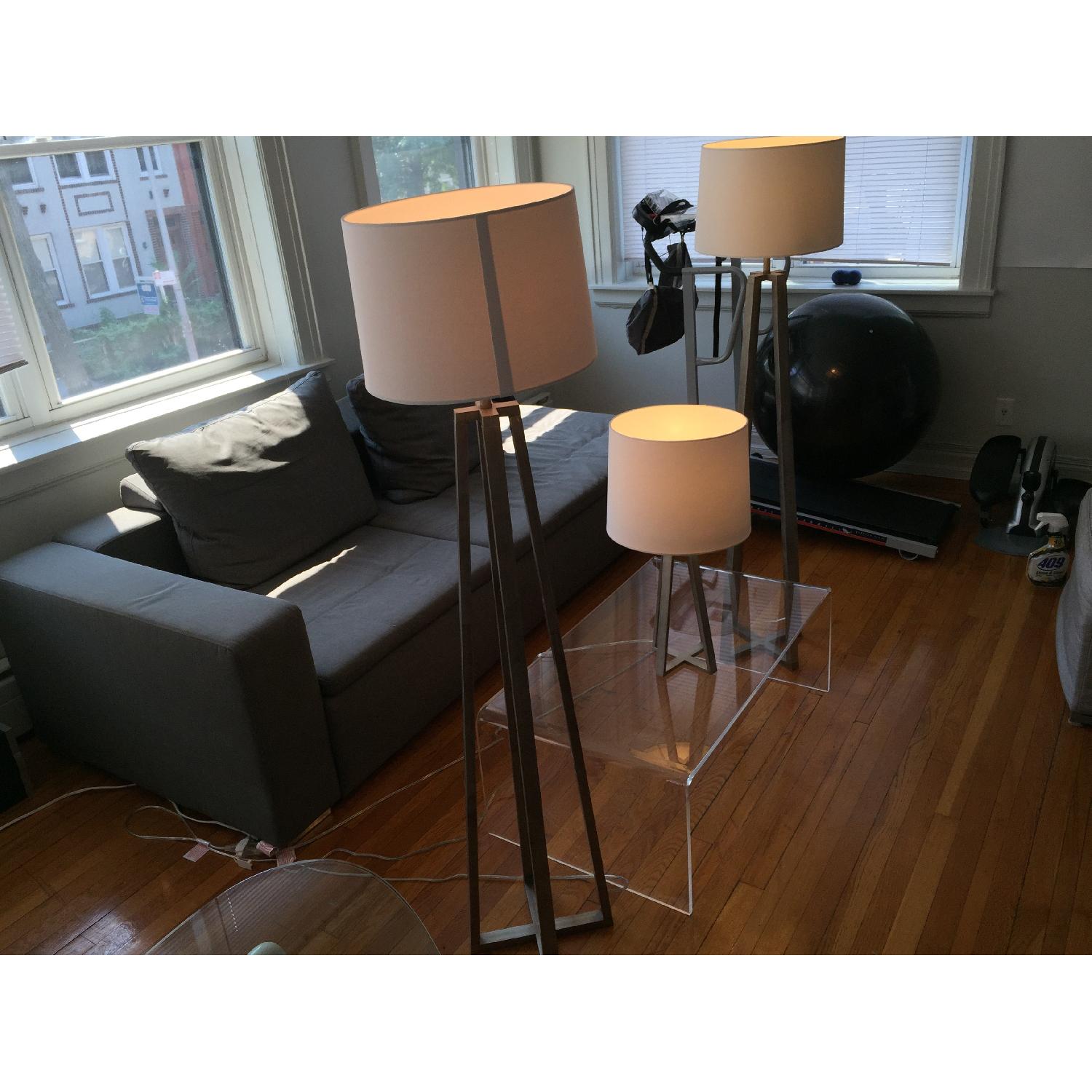 Target Threshold Metal Linear Floor Lamp + 2 Table Lamps - Set of 3 - image-2