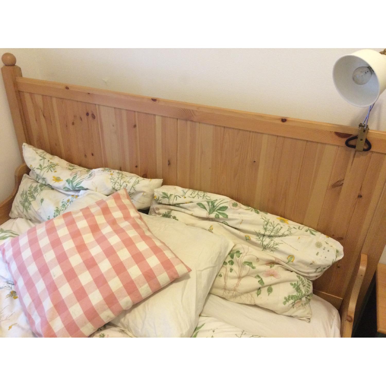 Ikea Hurdal Bed Frame w/ 4 Underbed Storage Boxes + Nightstand - image-4