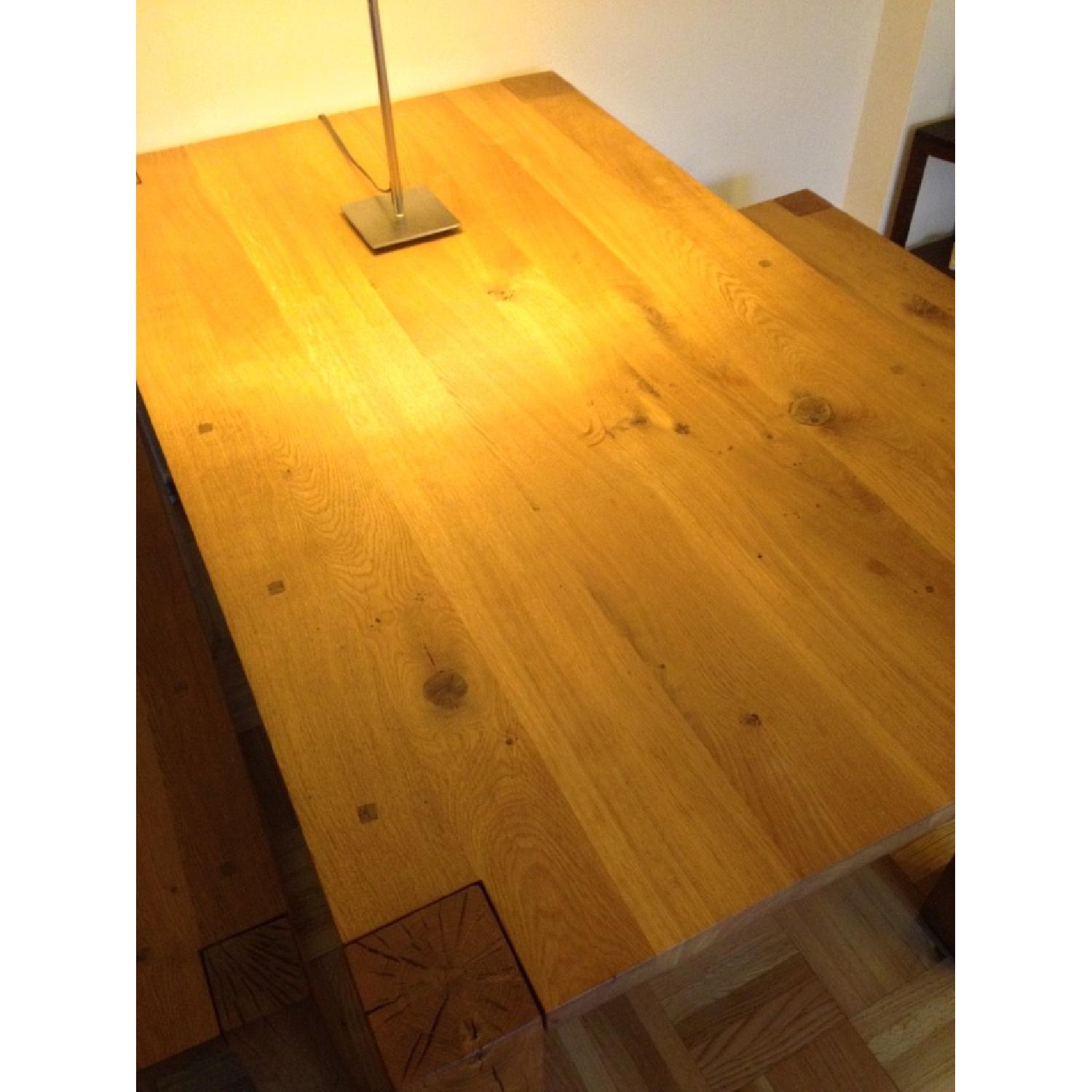 Crate & Barrel  Big Sur Natural White Oak Dining-Room Table w/ 2 Benches - image-4