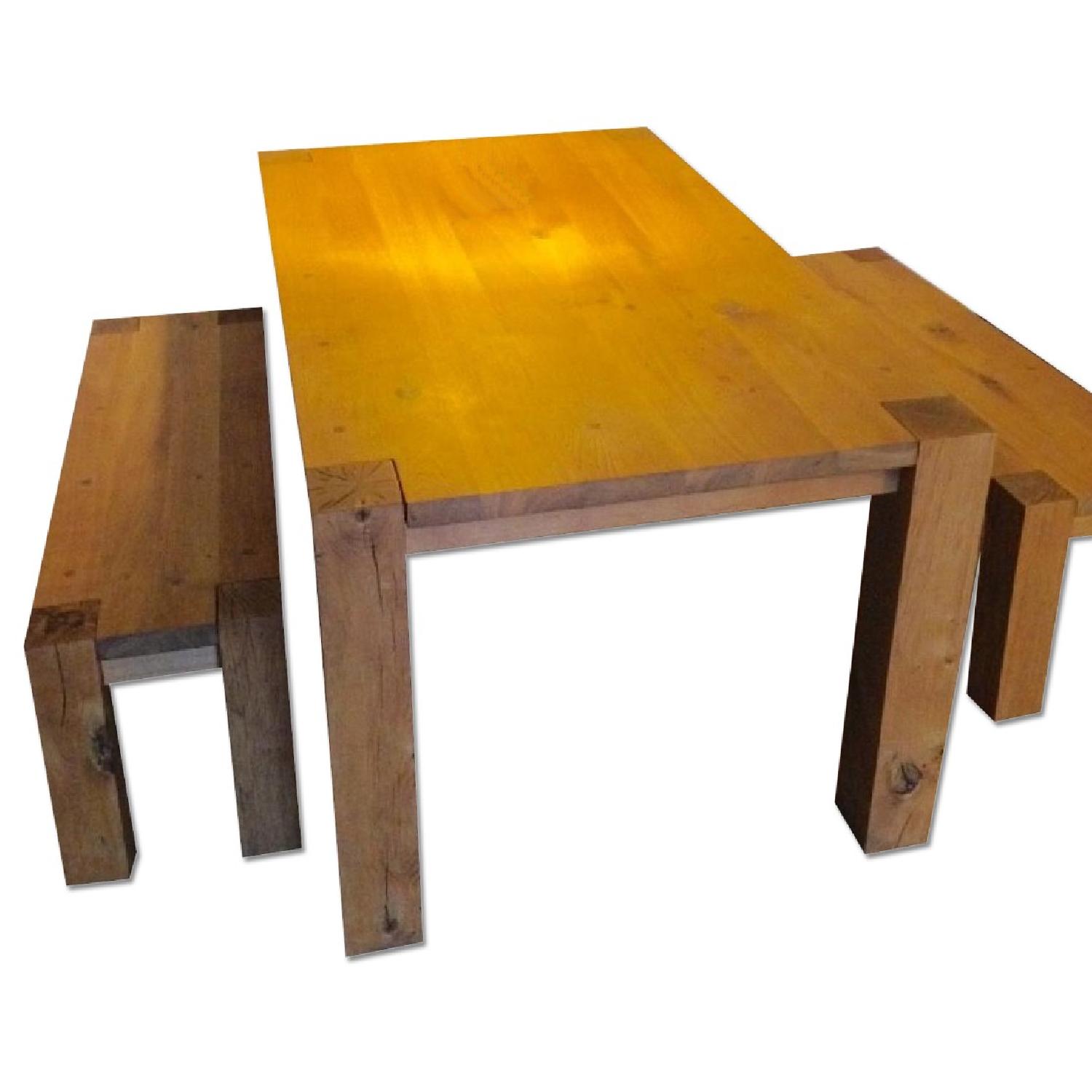 Crate & Barrel Big Sur Natural White Oak DiningRoom Table w/ 2 Benches