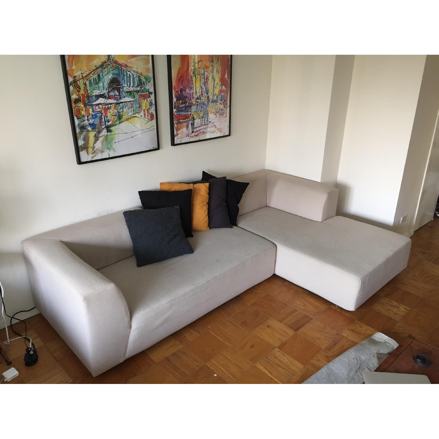 West Elm Baxter Basketweave Sectional Sofa - Flax - image-1