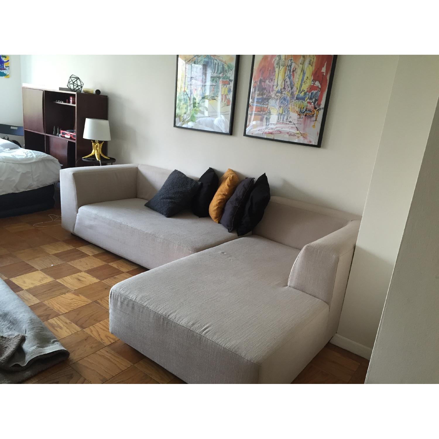 West Elm Baxter Basketweave Sectional Sofa - Flax - image-2