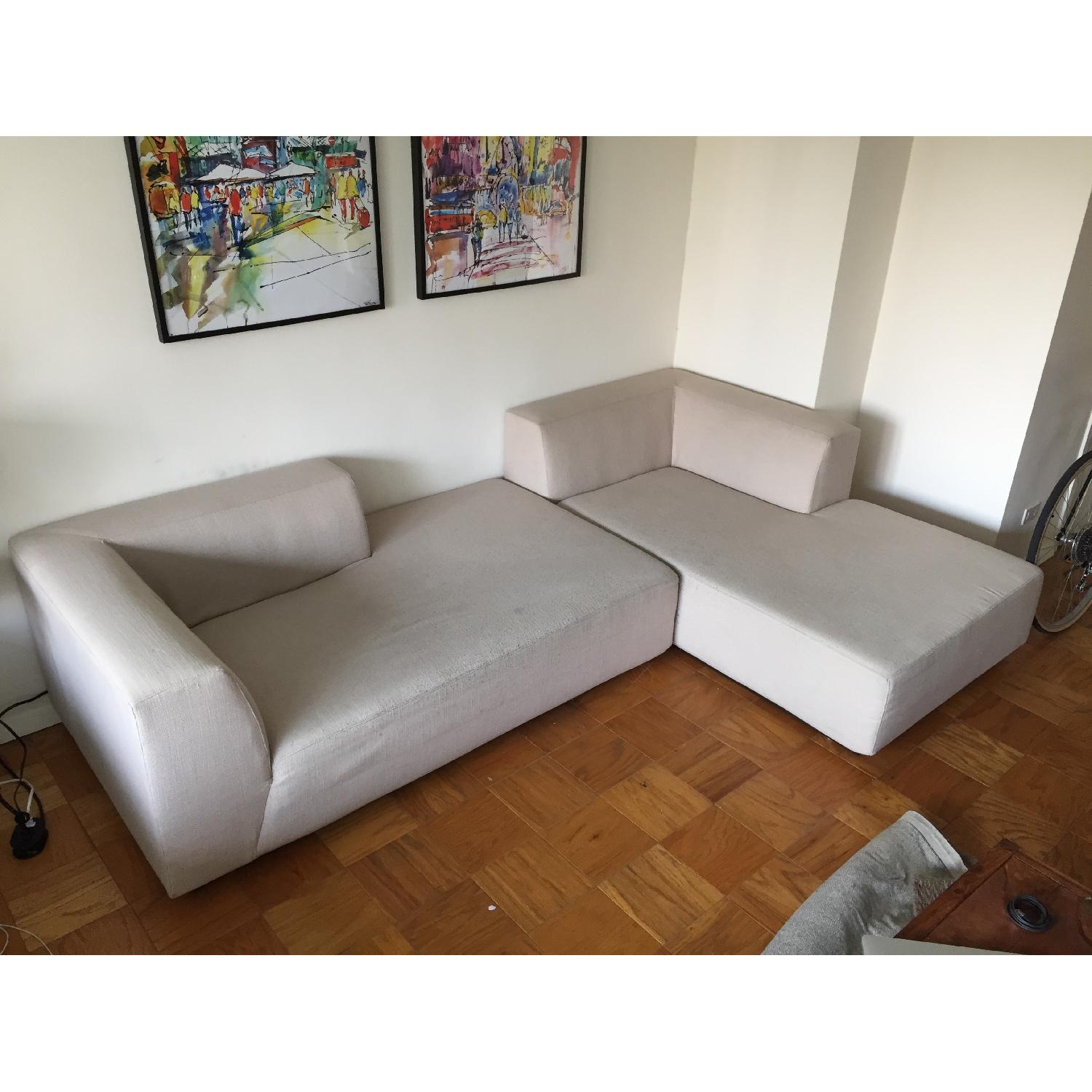 West Elm Baxter Basketweave Sectional Sofa - Flax - image-3