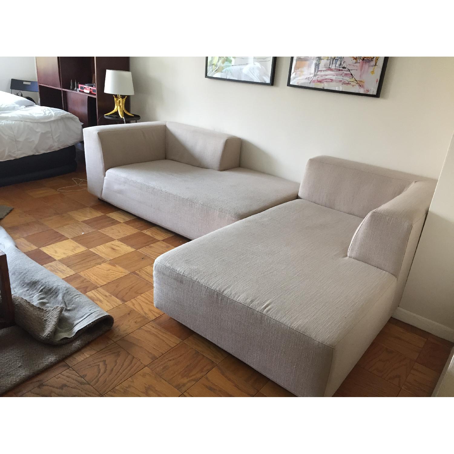 West Elm Baxter Basketweave Sectional Sofa - Flax - image-4