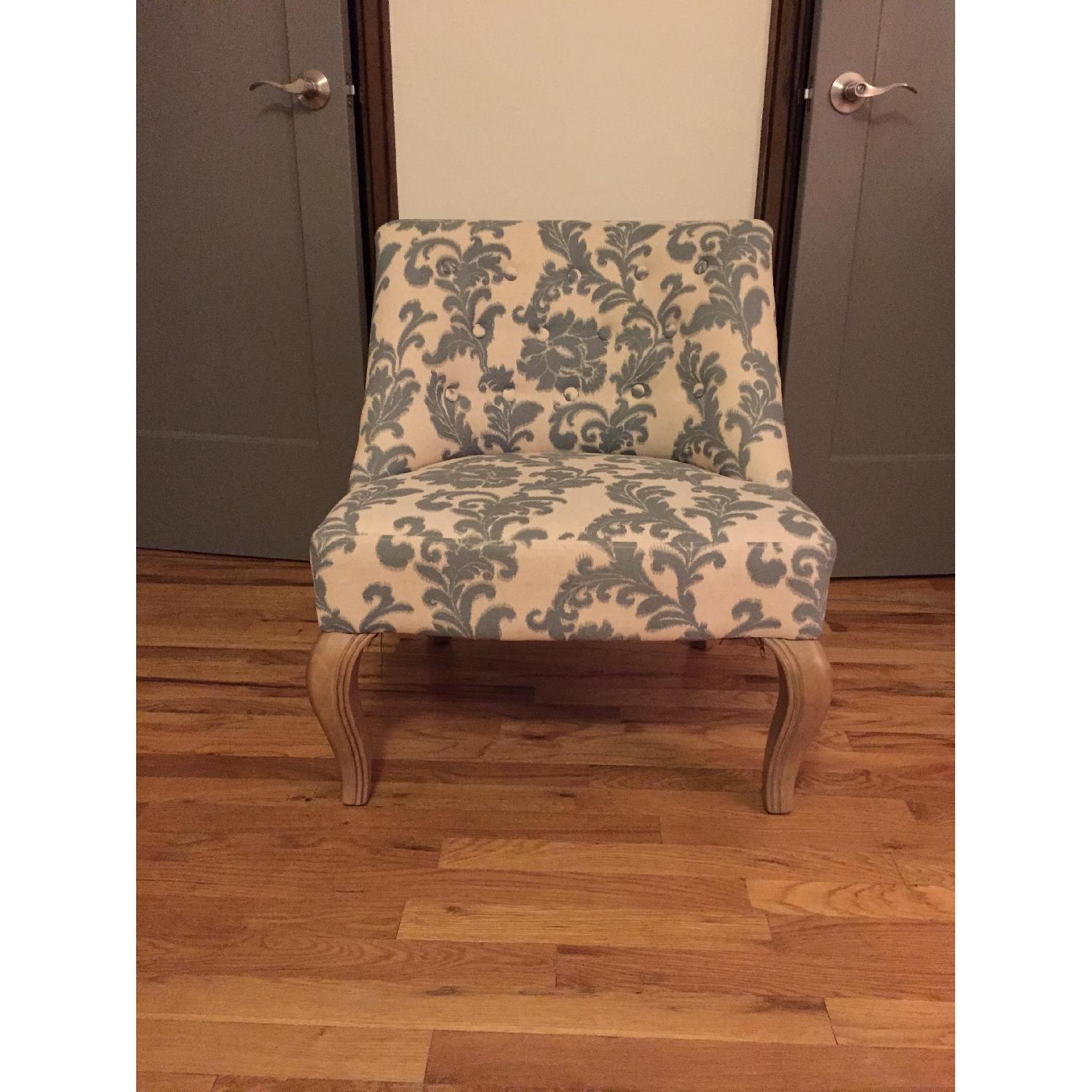 Beige and Slate Blue Chair - image-1