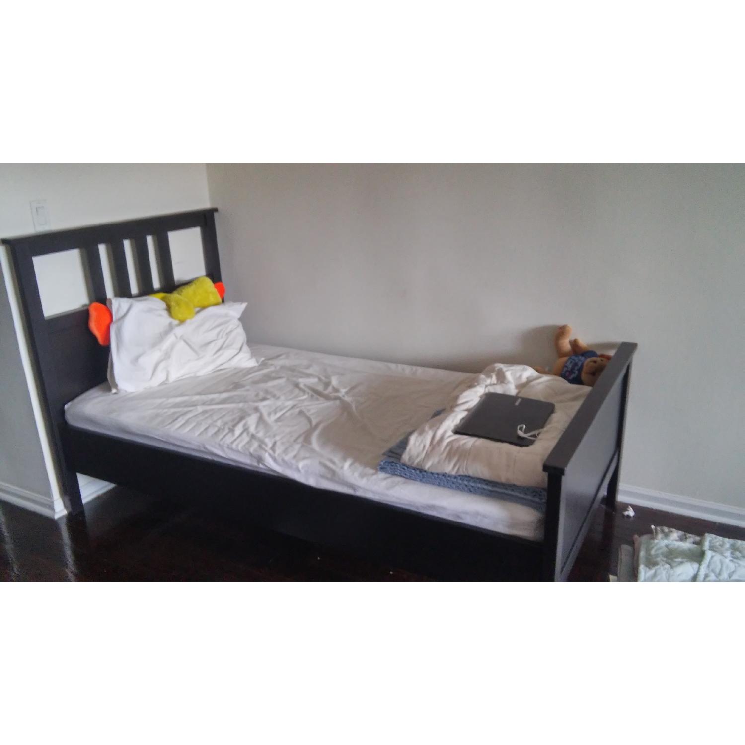 Ikea Dark Brown Twin Bed with Headboard AptDeco