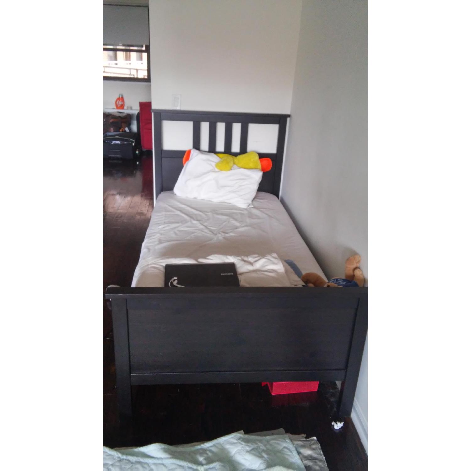 Ikea Dark Brown Twin Bed with Headboard AptDeco