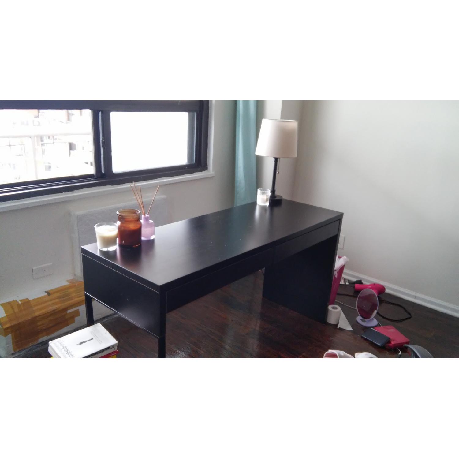 Ikea Dark Brown Desk with 2 Drawers w/ Chair - image-1