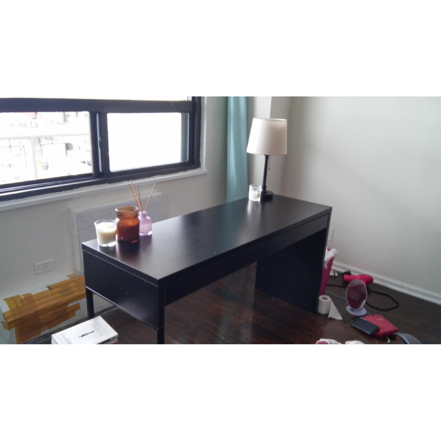Ikea Dark Brown Desk with 2 Drawers w/ Chair - image-2