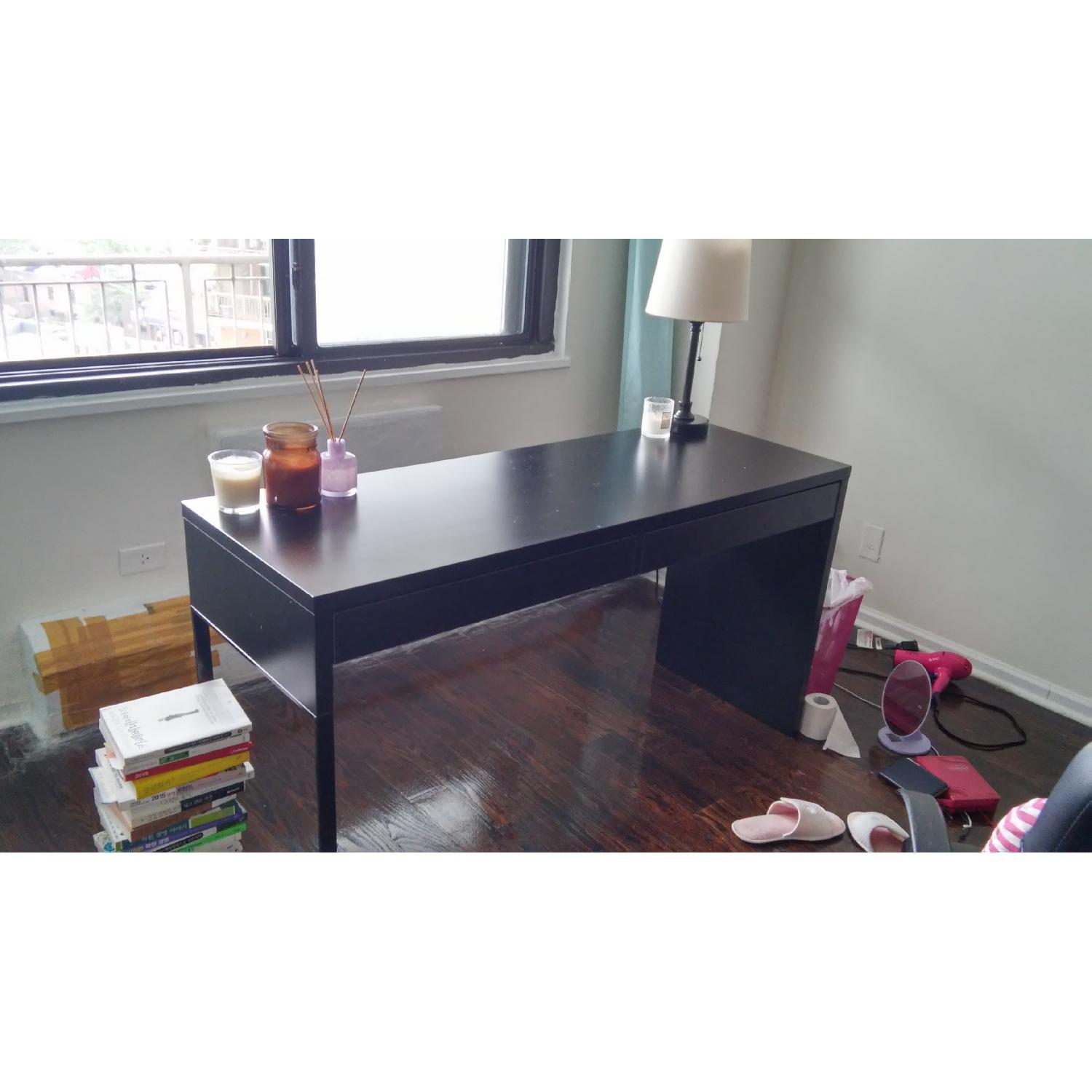 Ikea Dark Brown Desk with 2 Drawers w/ Chair AptDeco