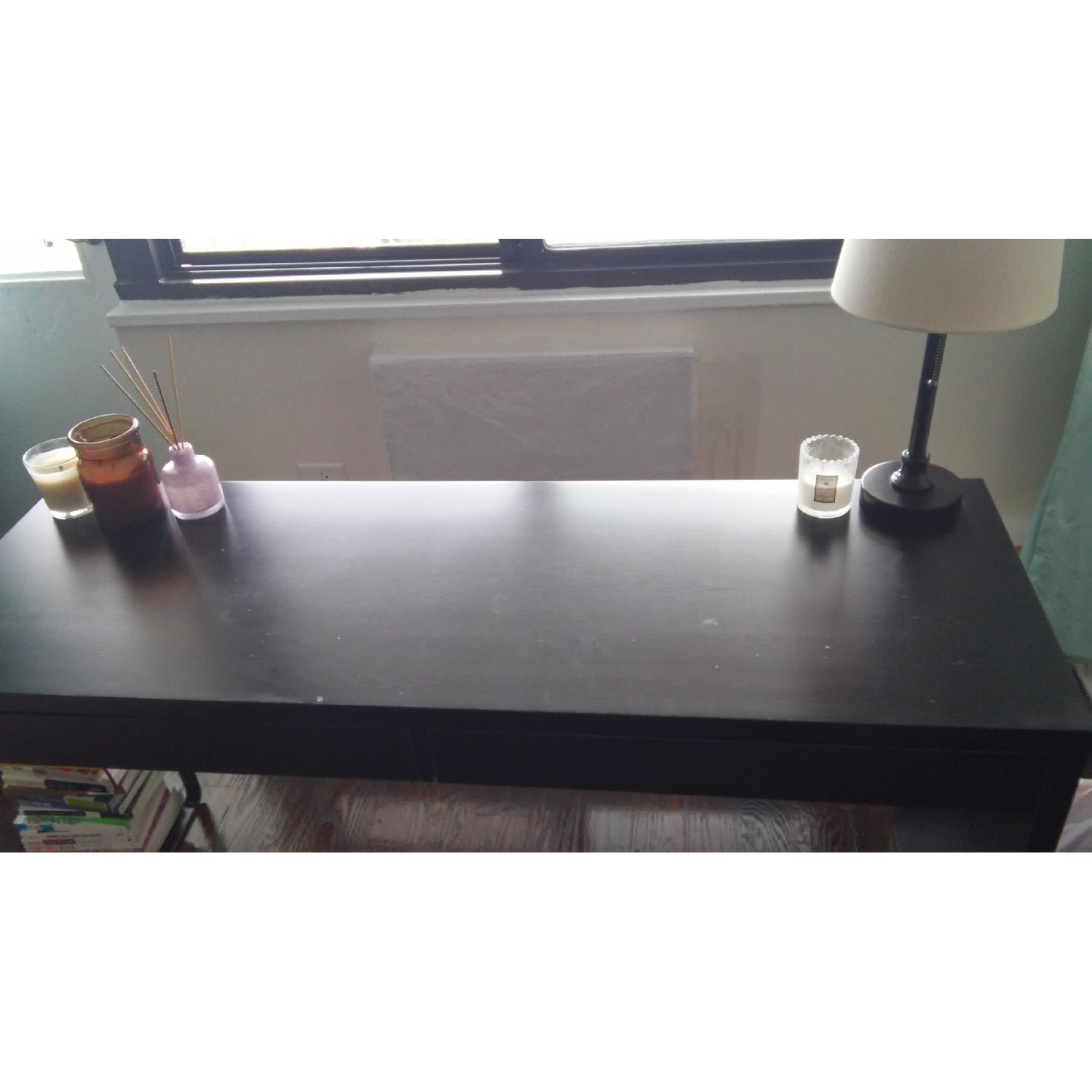 Ikea Dark Brown Desk with 2 Drawers w/ Chair - image-5