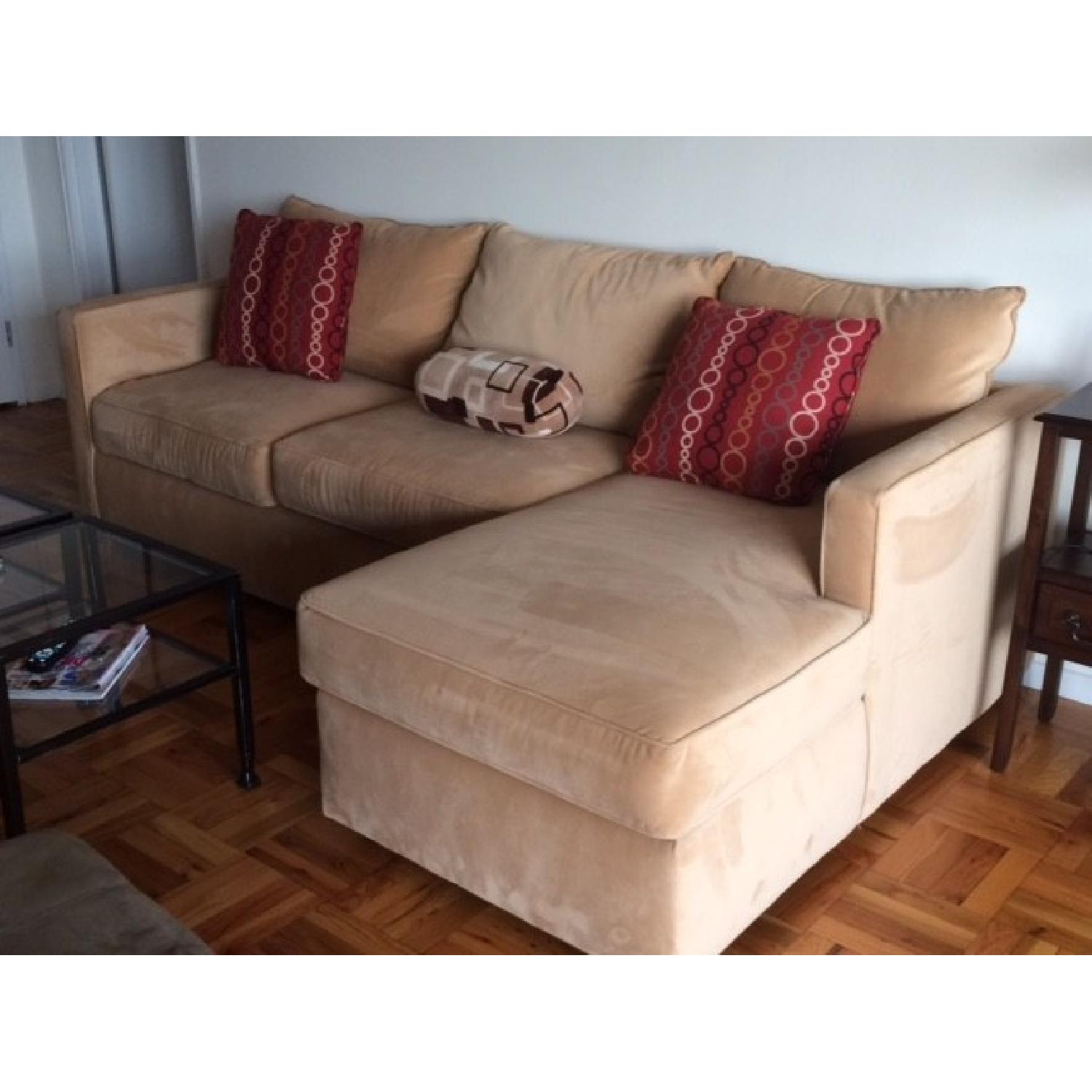 Klaussner Microfiber Couch w/ Chaise - image-1