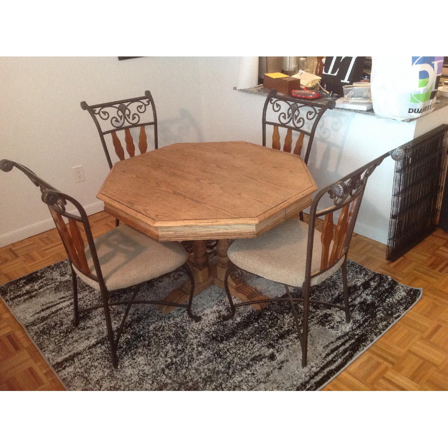 Ethan Allen Vintage Solid Oak Table w/ 4 Chairs - image-1