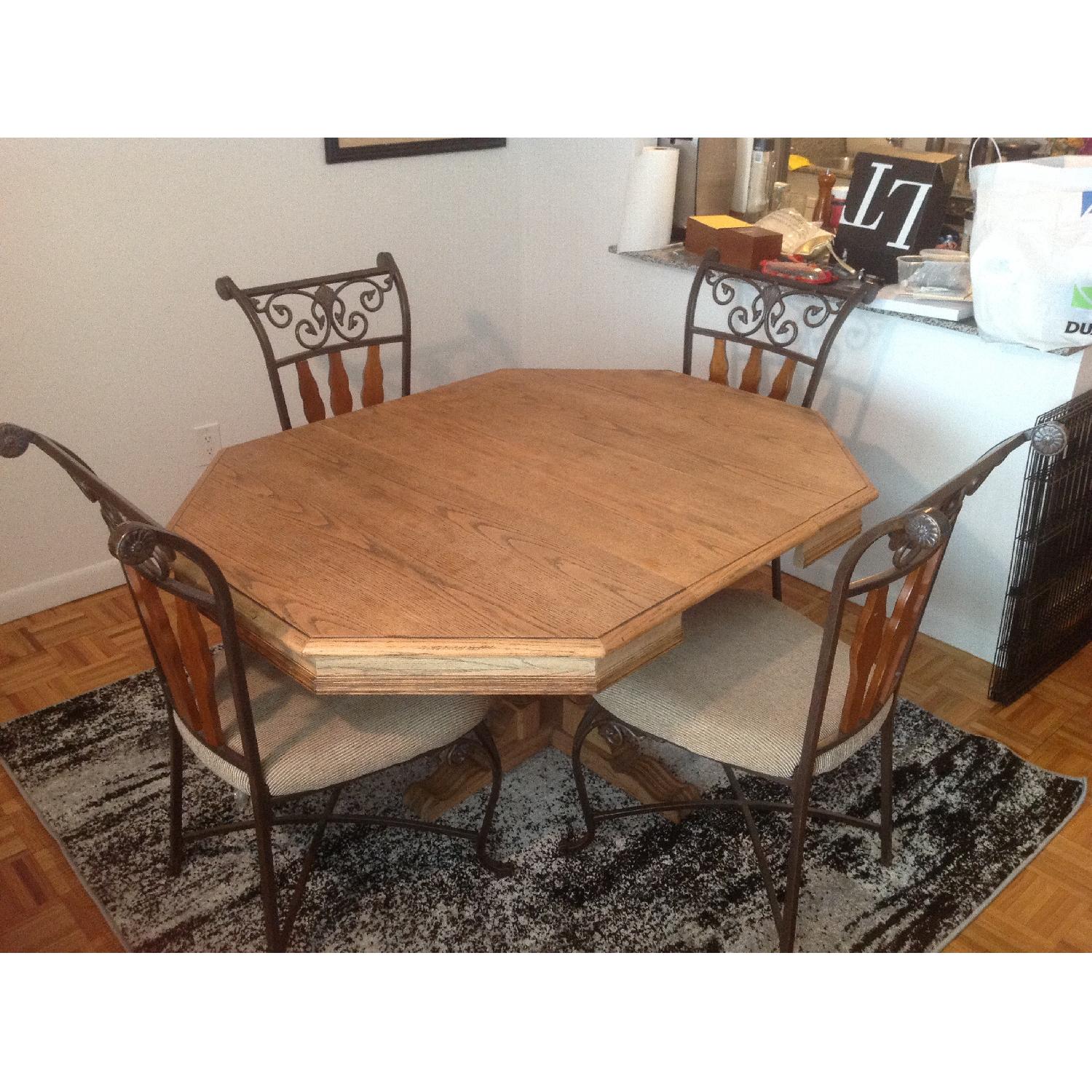 Ethan Allen Vintage Solid Oak Table w/ 4 Chairs - image-6