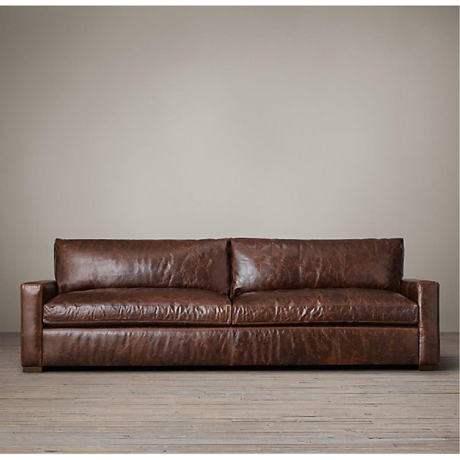 Restoration Hardware Leather Couch - image-1