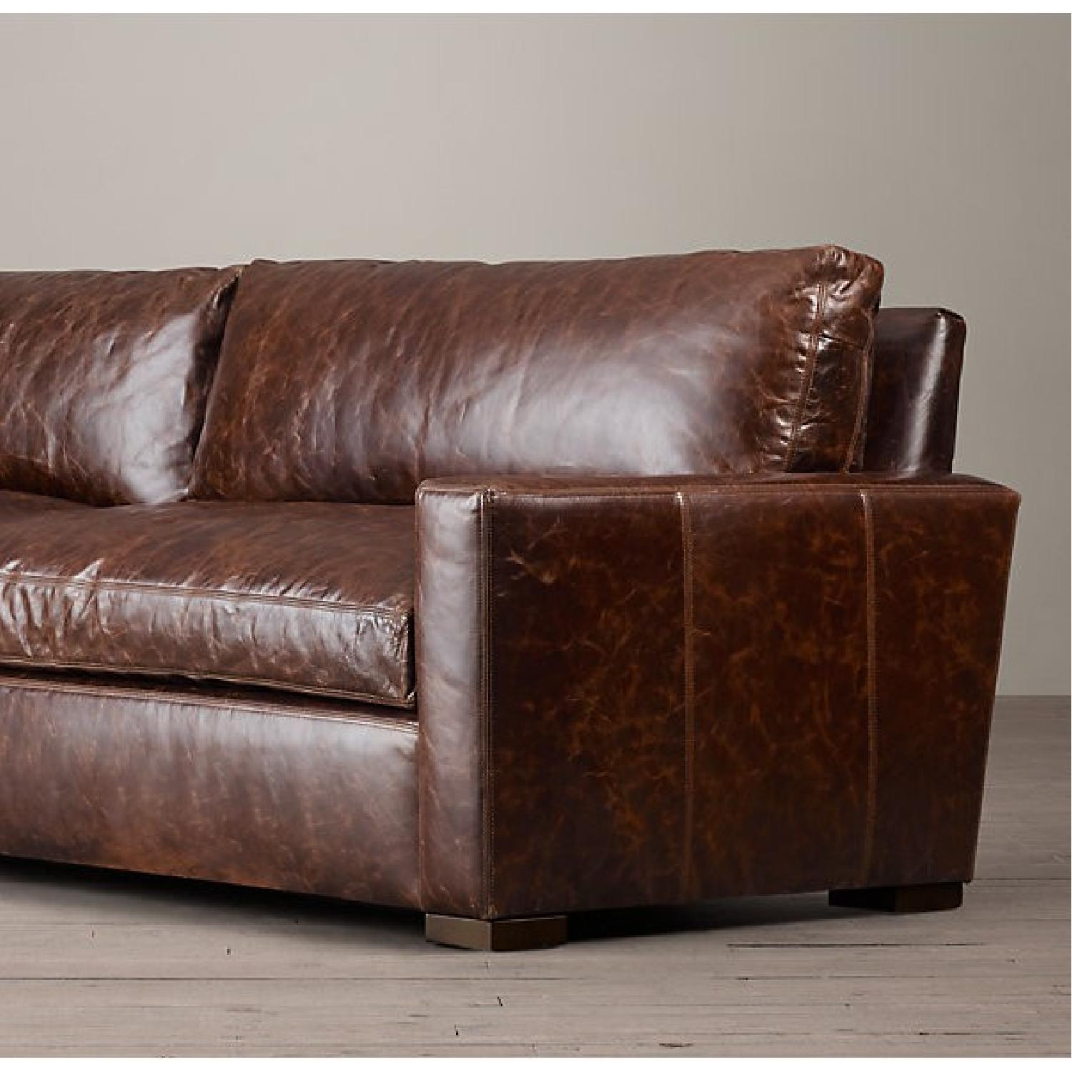 Restoration Hardware Leather Couch - image-2