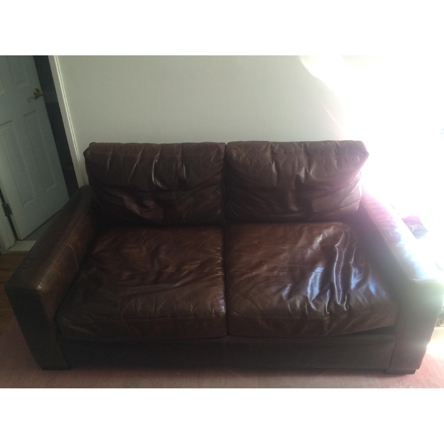 Restoration Hardware Leather Couch - image-6