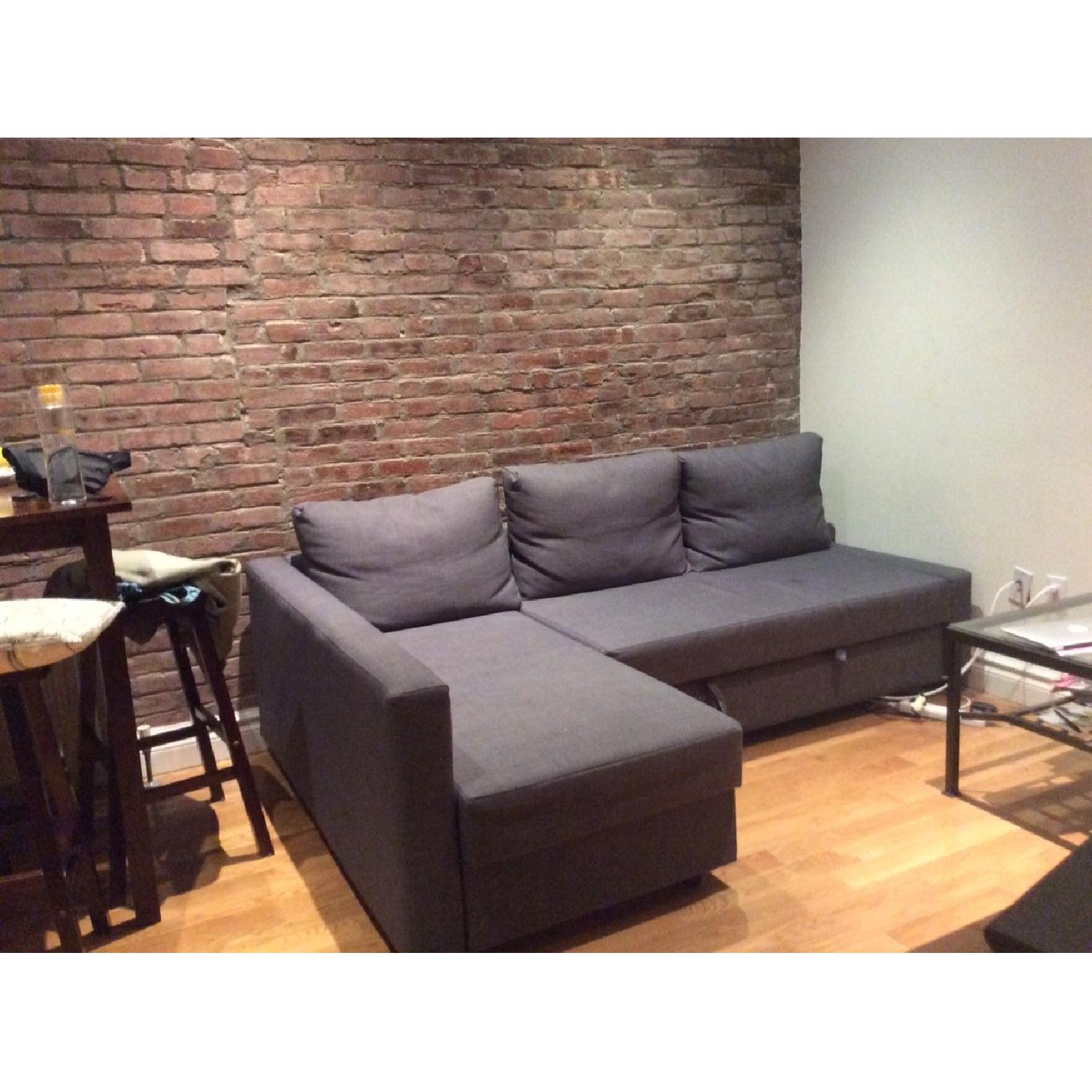 Ikea Corner/L Shaped Grey Sofa Bed - image-1