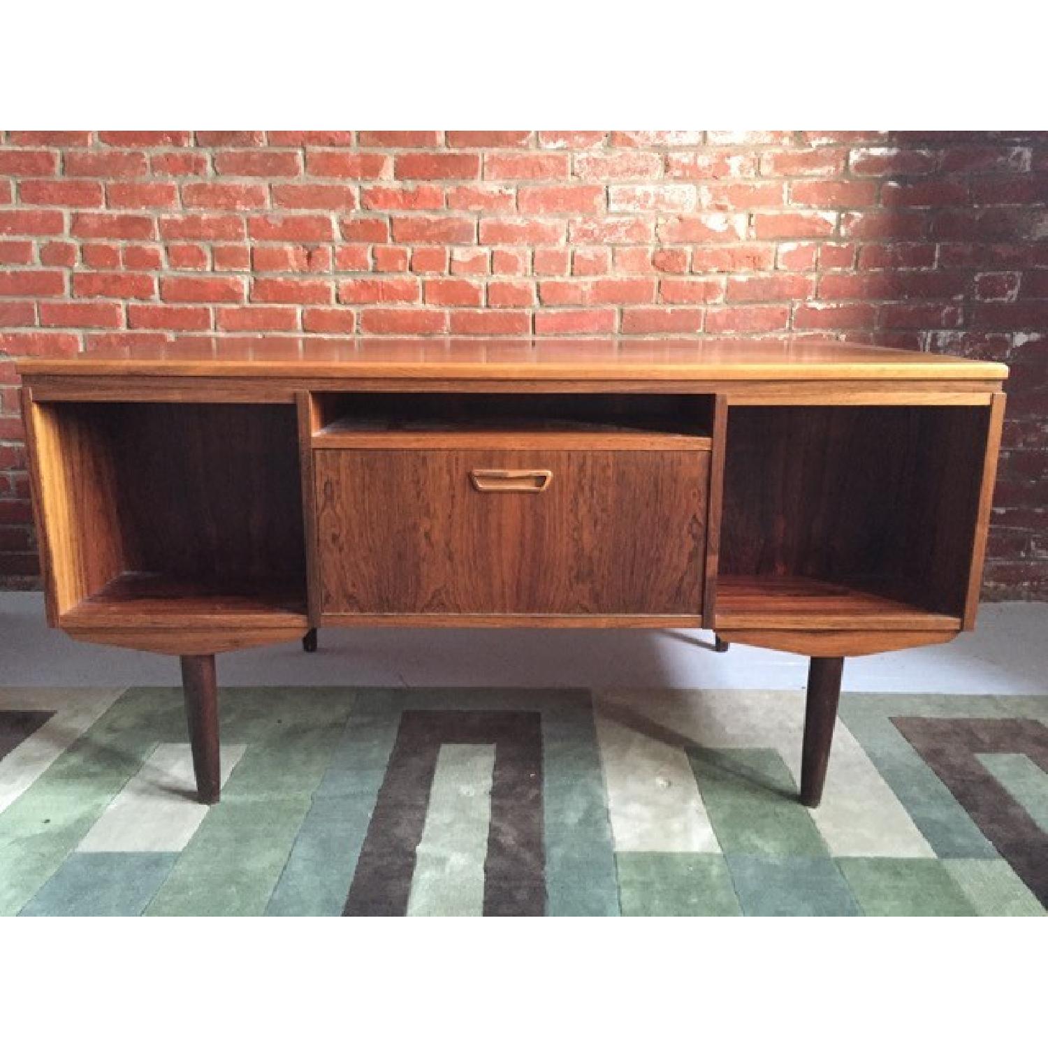 Mid-Century Modern Desk w/ Locking Drawers & Hinged Cabinet - image-1