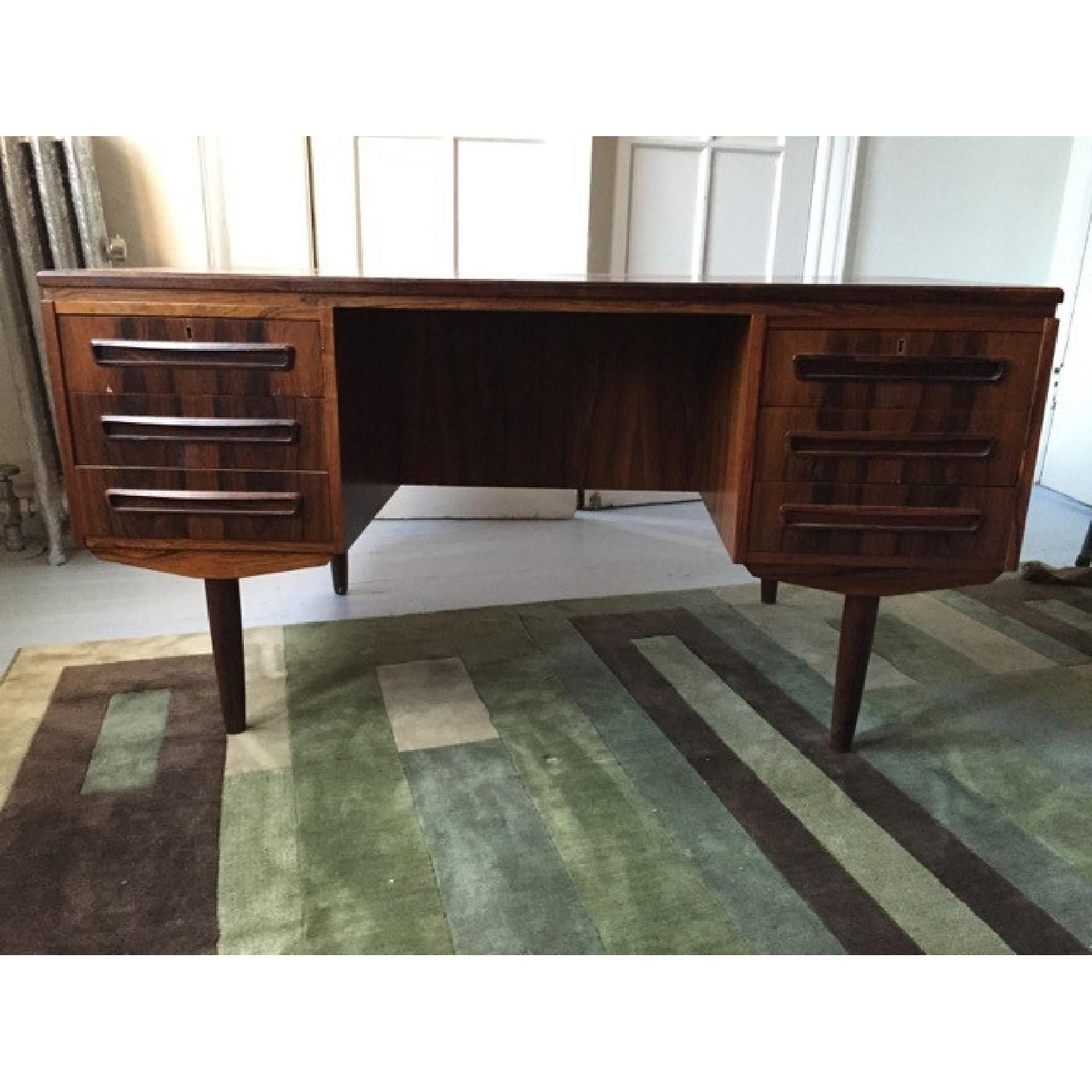 Mid-Century Modern Desk w/ Locking Drawers & Hinged Cabinet - image-2